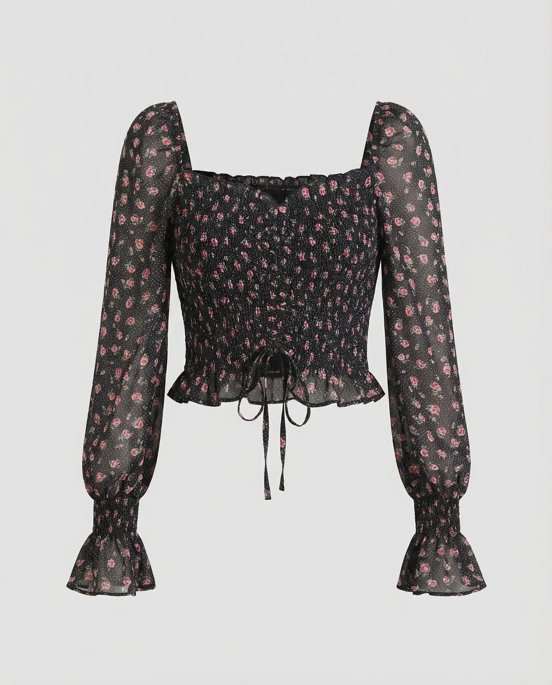 Damen Crop Top Puffärmel - Image 5