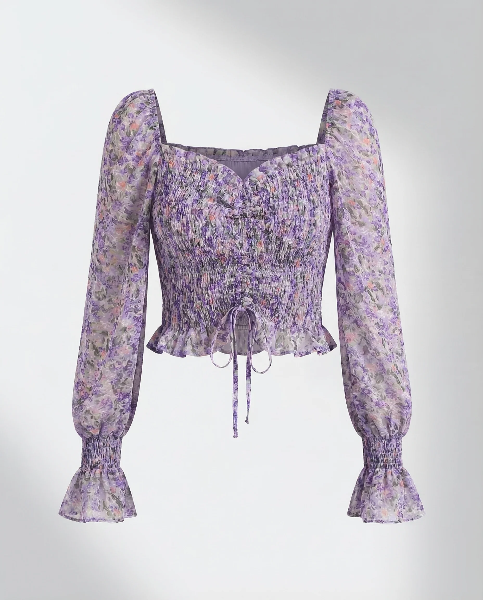 Damen Crop Top Puffärmel - Image 6