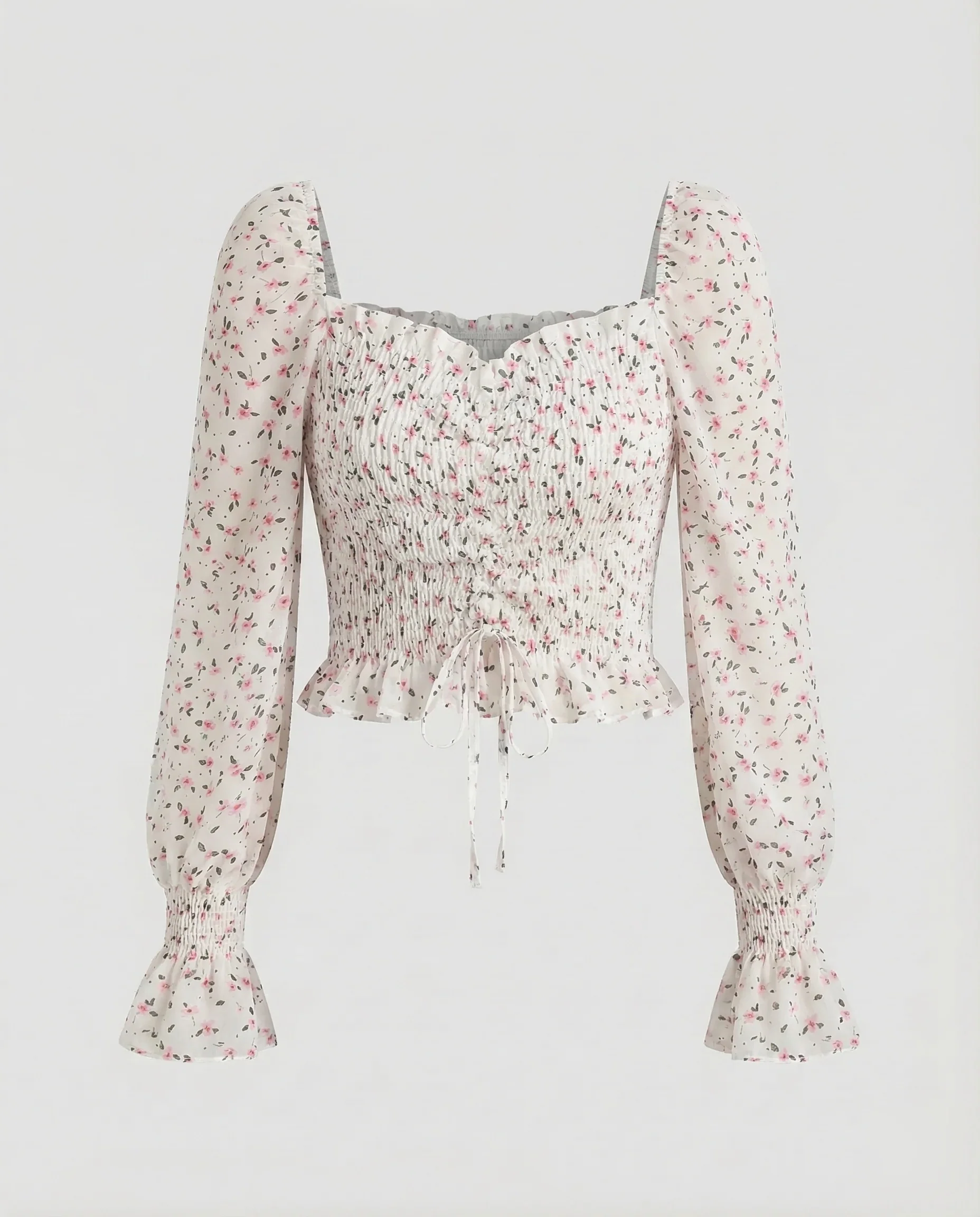Damen Crop Top Puffärmel - Image 7