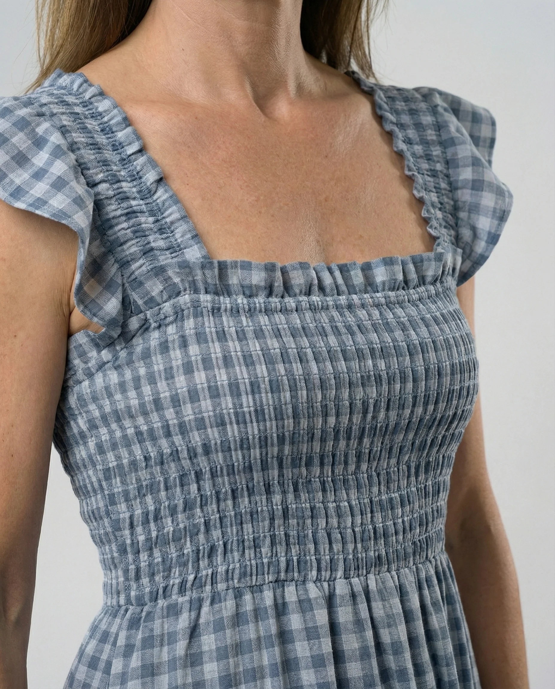 Damen Maxikleid gerafft mit Volants - Image 3