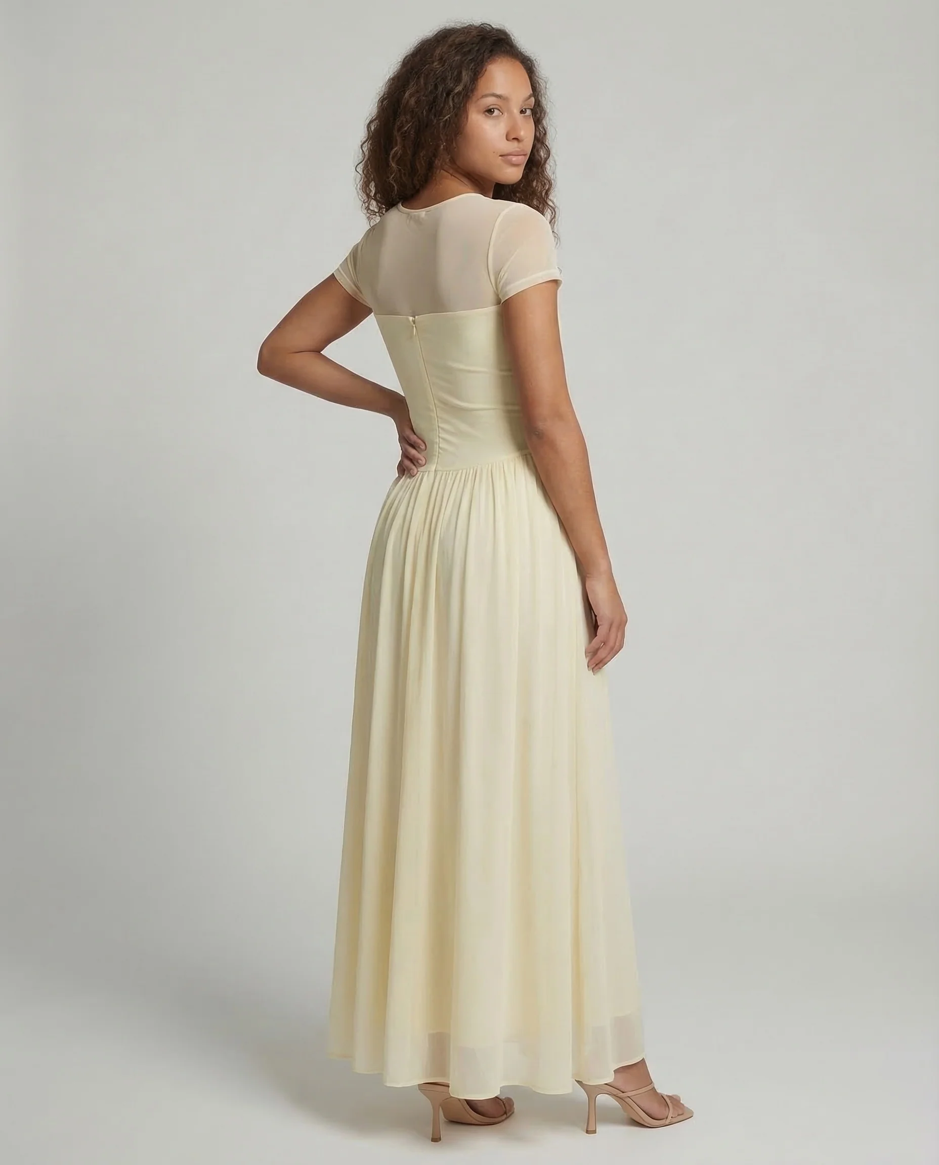 Damen Mesh Maxikleid V Ausschnitt - Image 4