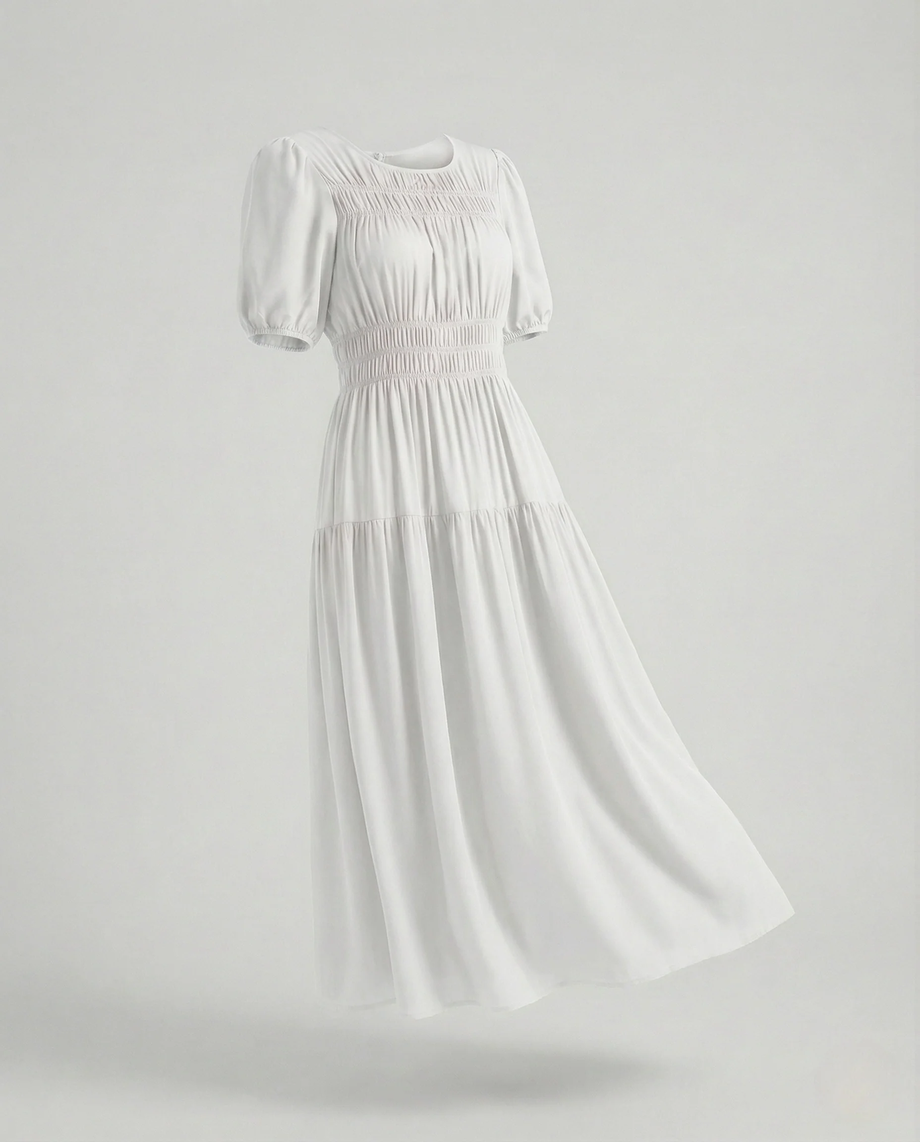 Damen Midikleid mit gesmokter Taille und Ballonärmeln - Image 10