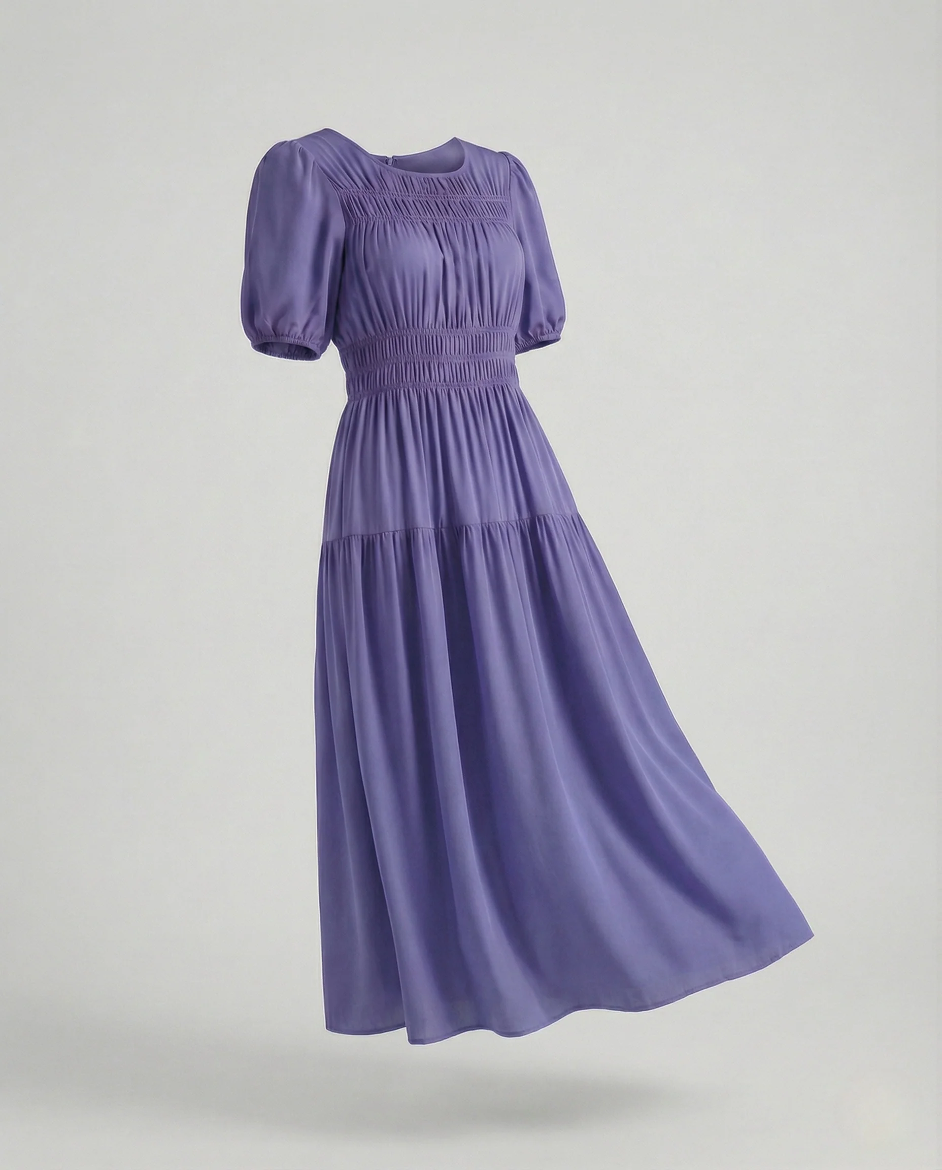 Damen Midikleid mit gesmokter Taille und Ballonärmeln - Image 12