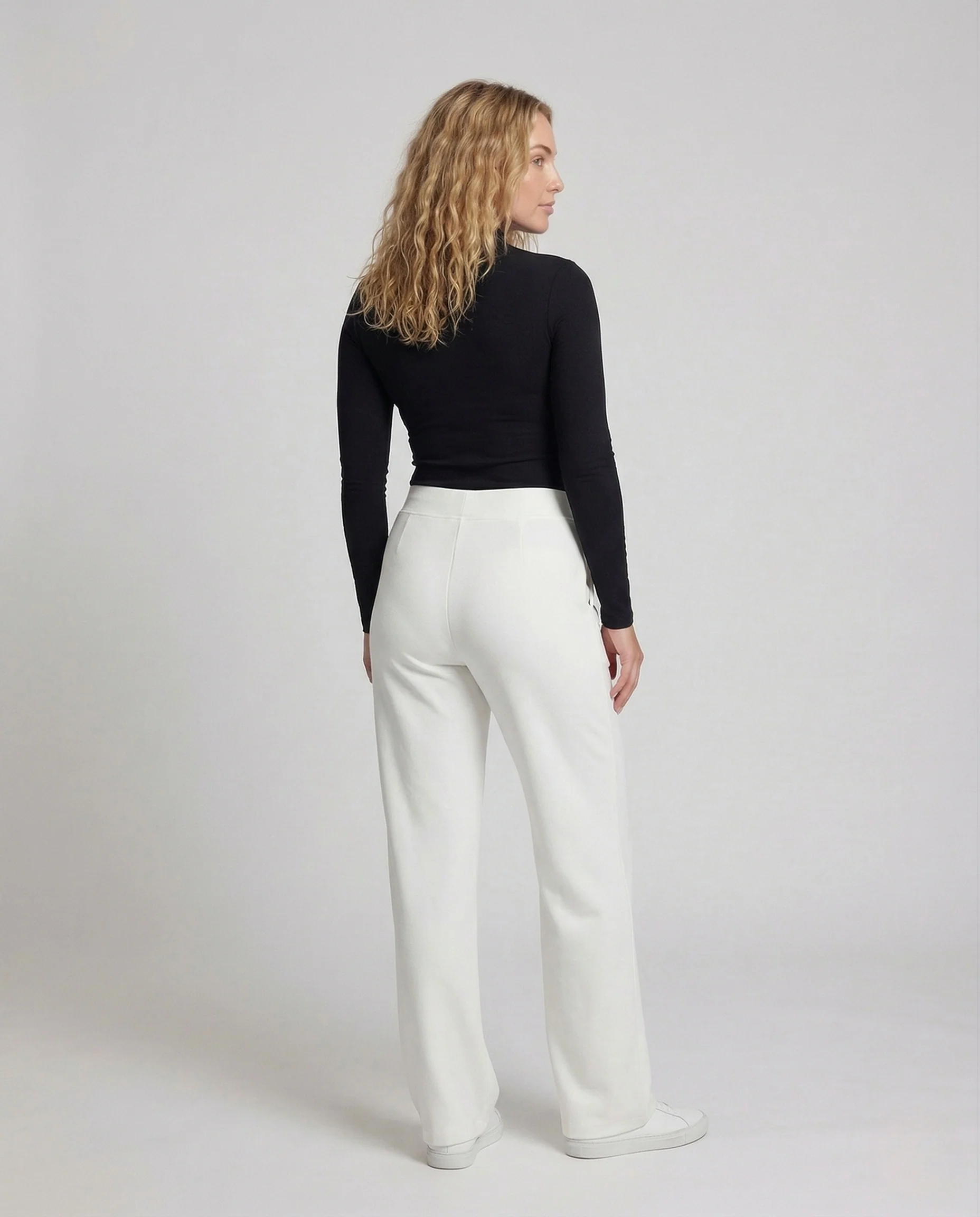 Damen Cordhose Gerippt High Waist Weites Bein - Image 4
