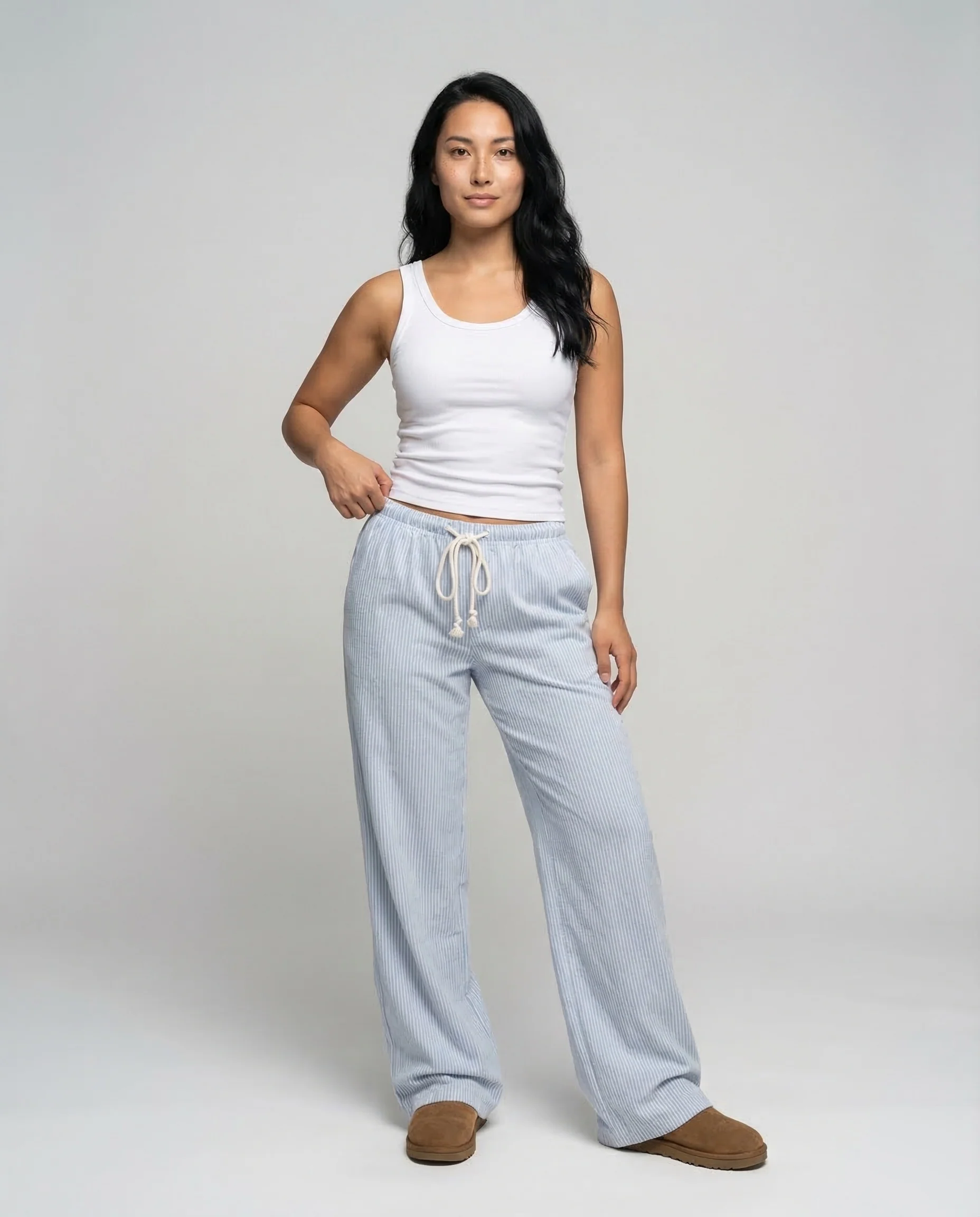 Damen Ripp Relaxhose Weit