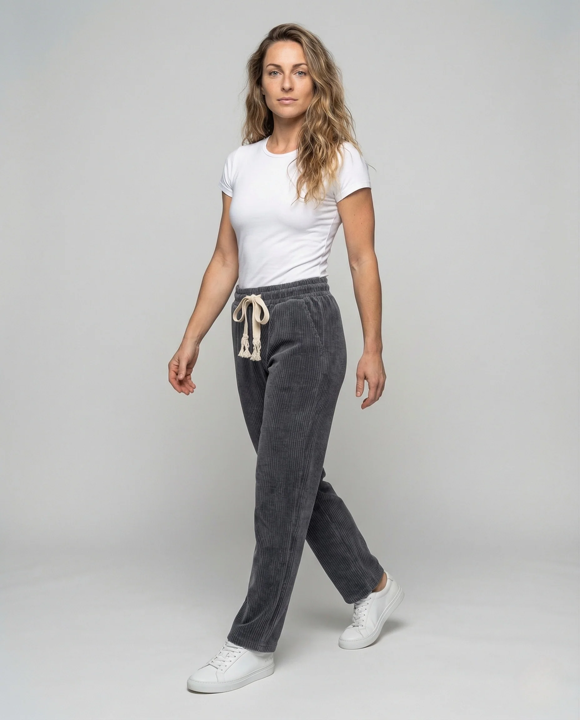 Damen Gerippte Loungehose mit Tunnelzug - Image 2