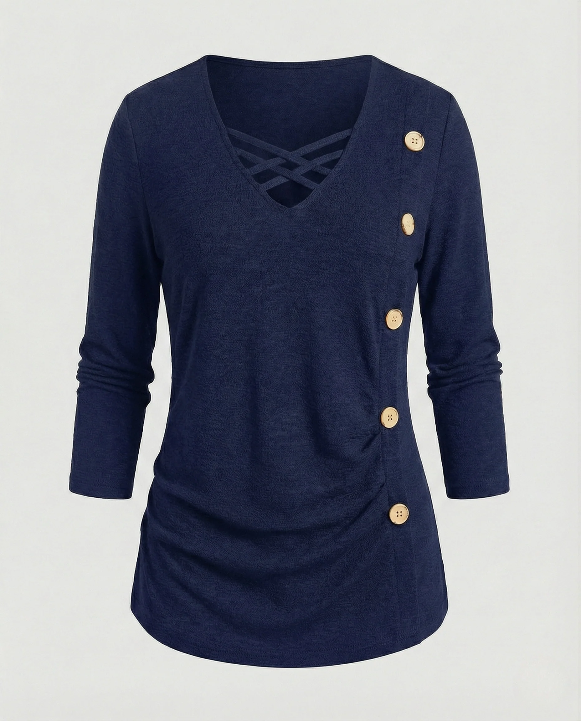 Geripptes Feinstrickshirt Damen Mit Kreuzband - Image 5