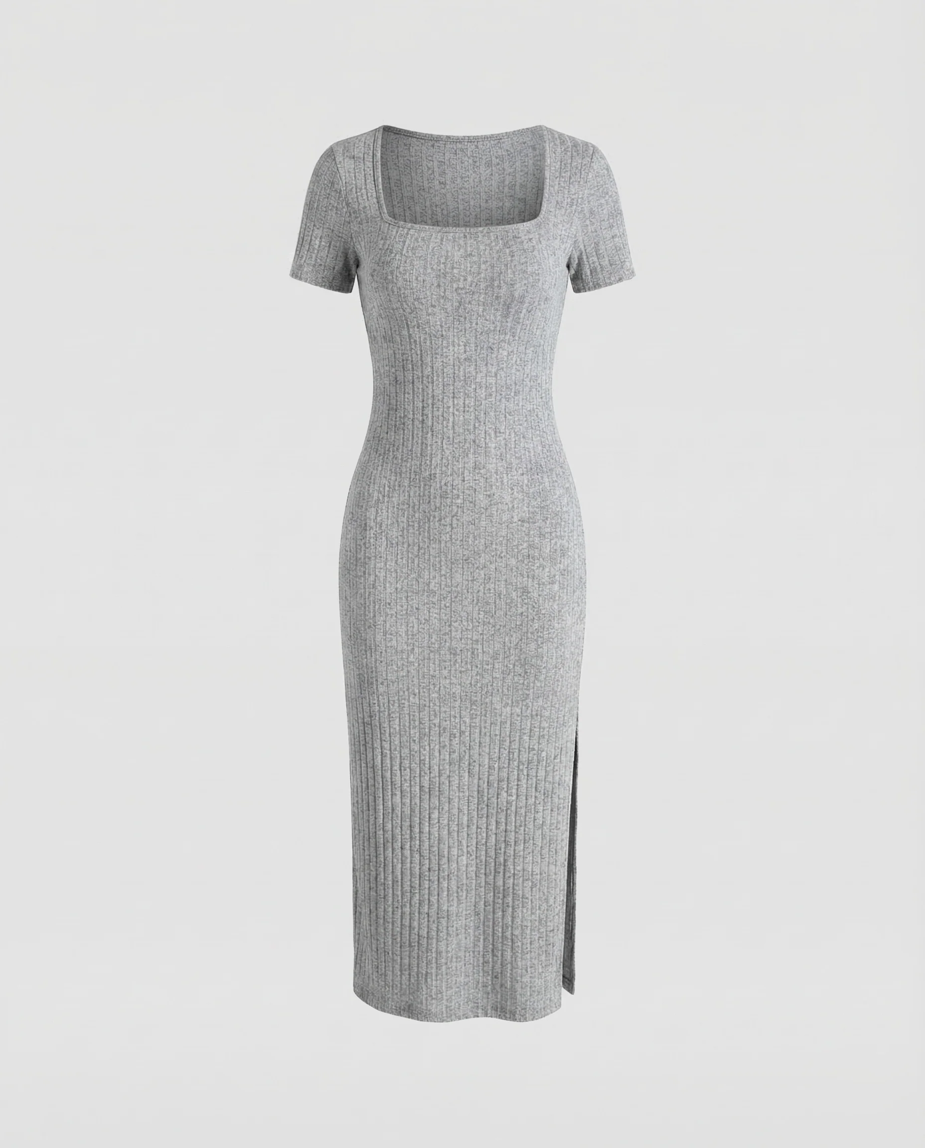 Damen Midikleid Rippstrick Schlitz - Image 4