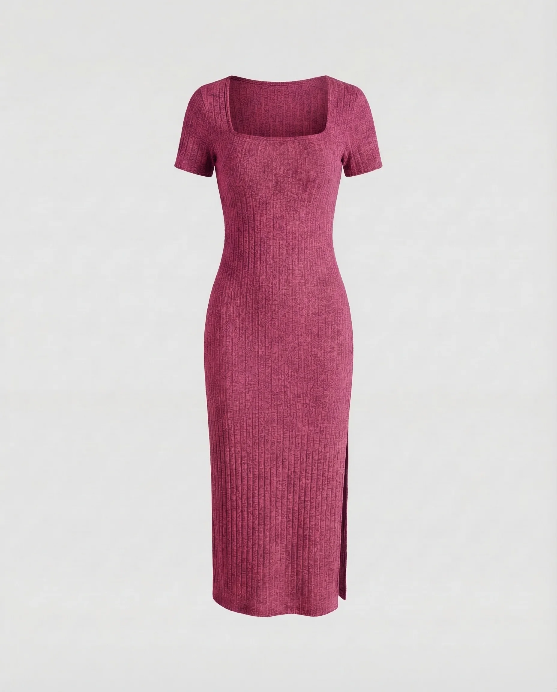 Damen Midikleid Rippstrick Schlitz - Image 5