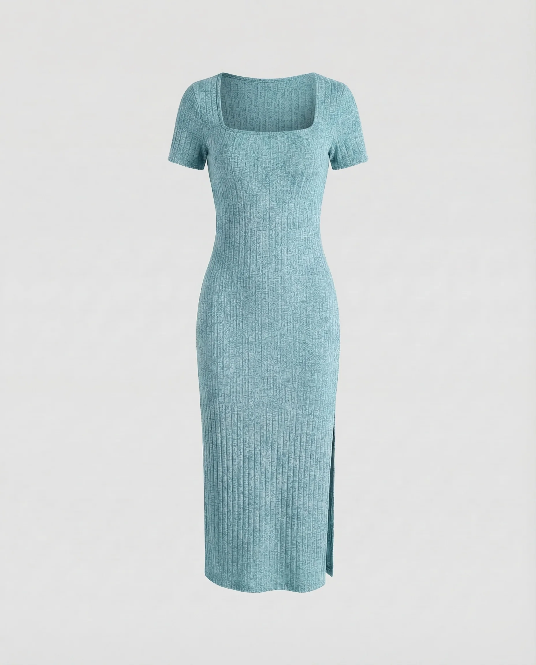 Damen Midikleid Rippstrick Schlitz - Image 6