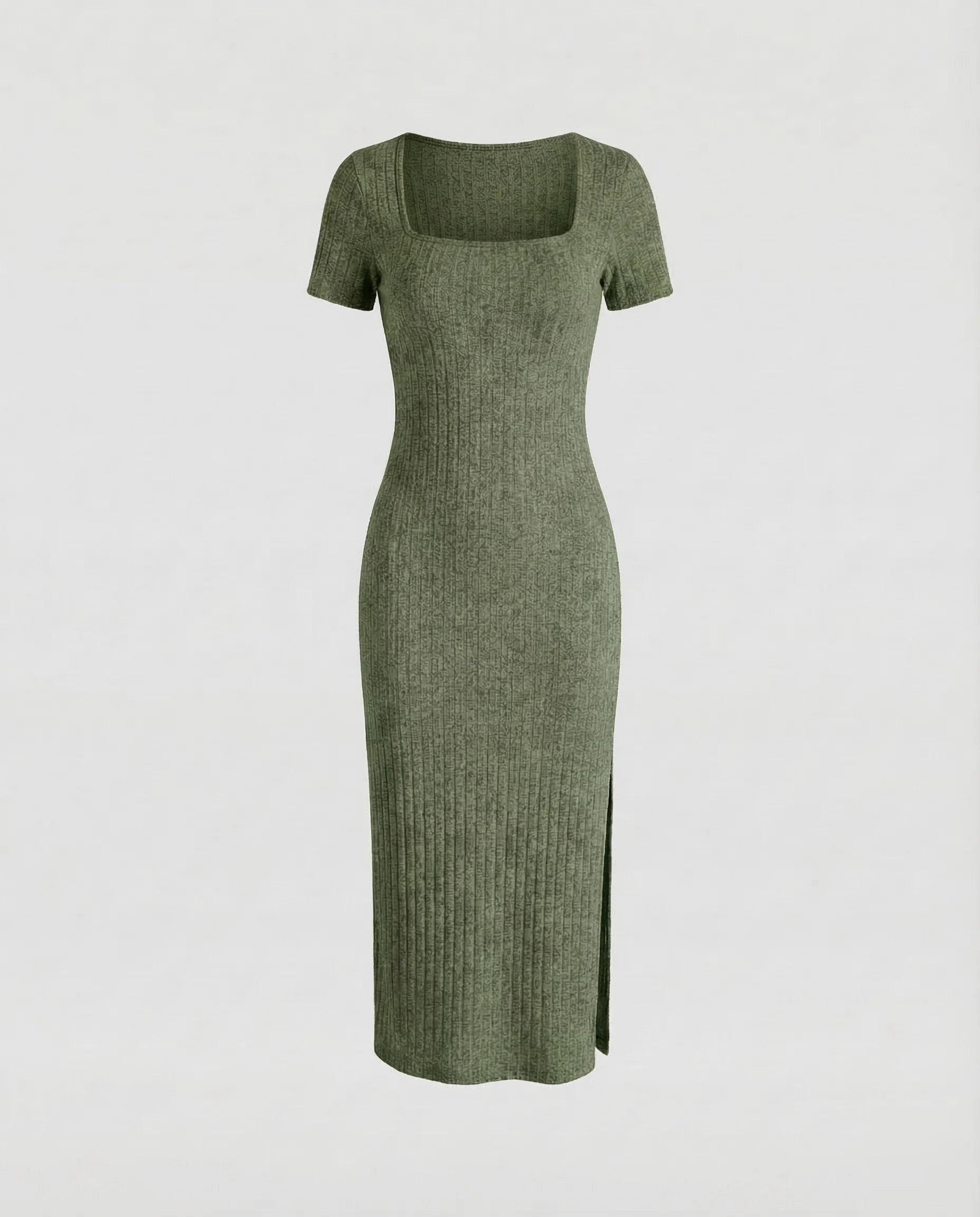 Damen Midikleid Rippstrick Schlitz - Image 7