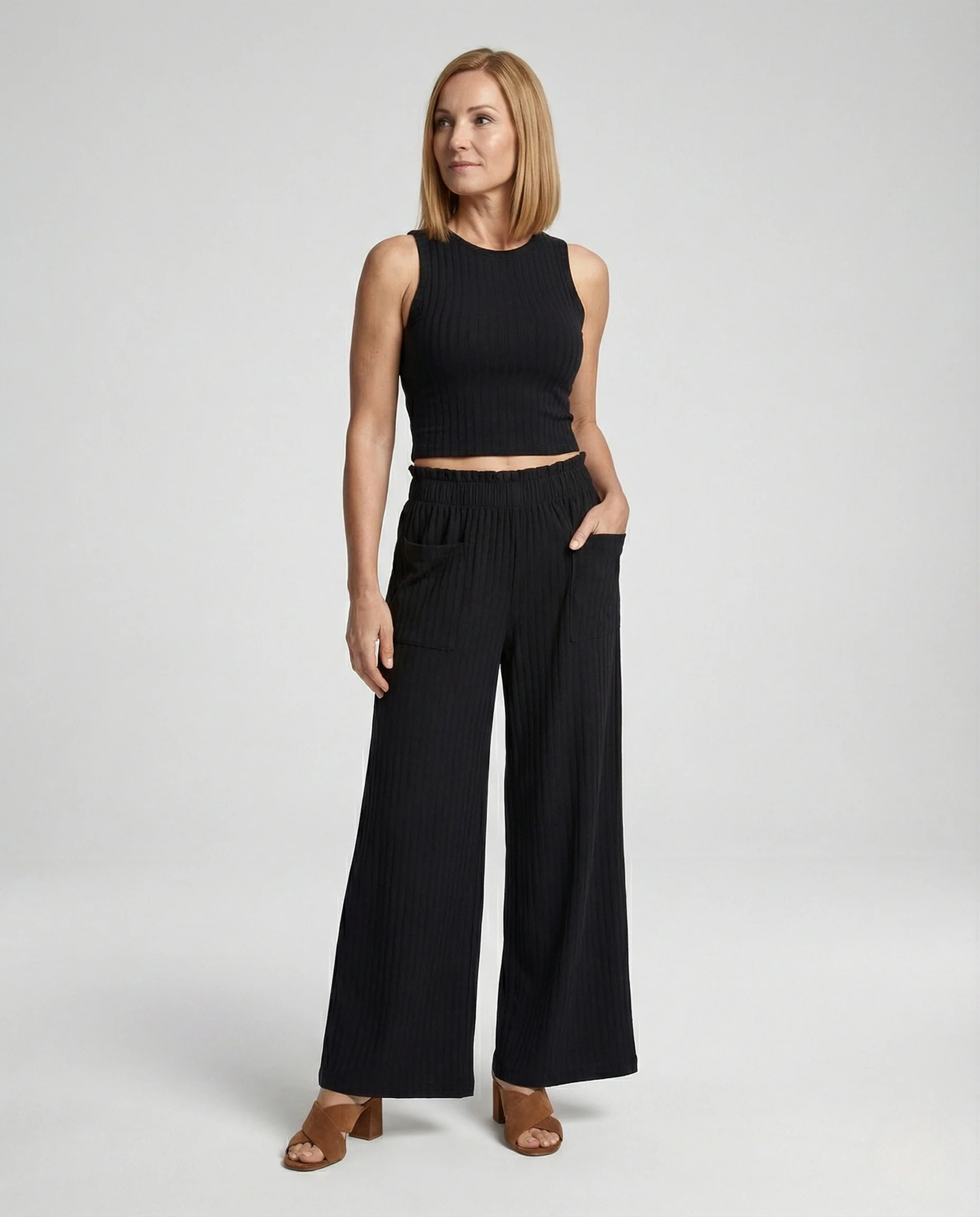 Damen Zweiteiler Set Strick mit Hose