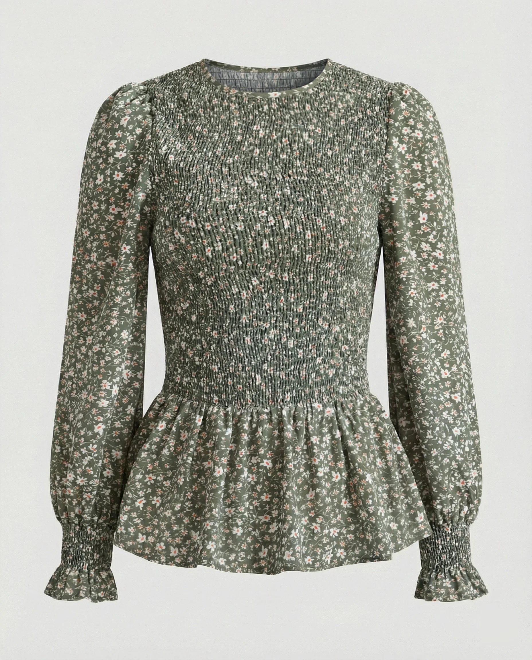 Bluse Damen Peplum Gesmokt - Image 11