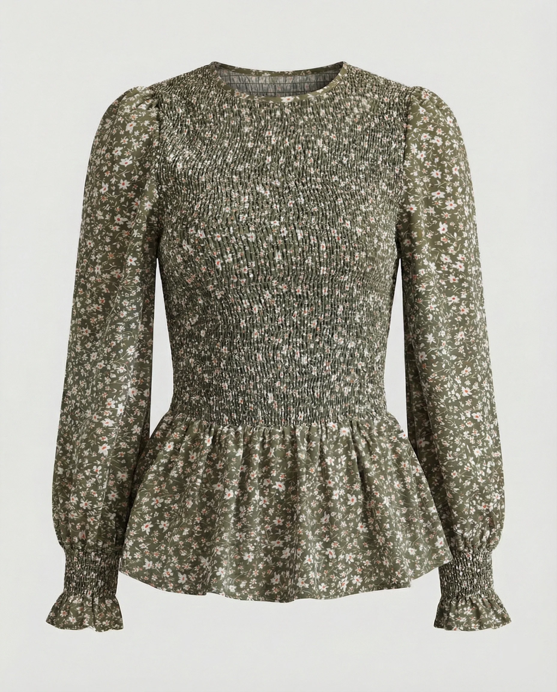 Bluse Damen Peplum Gesmokt - Image 12