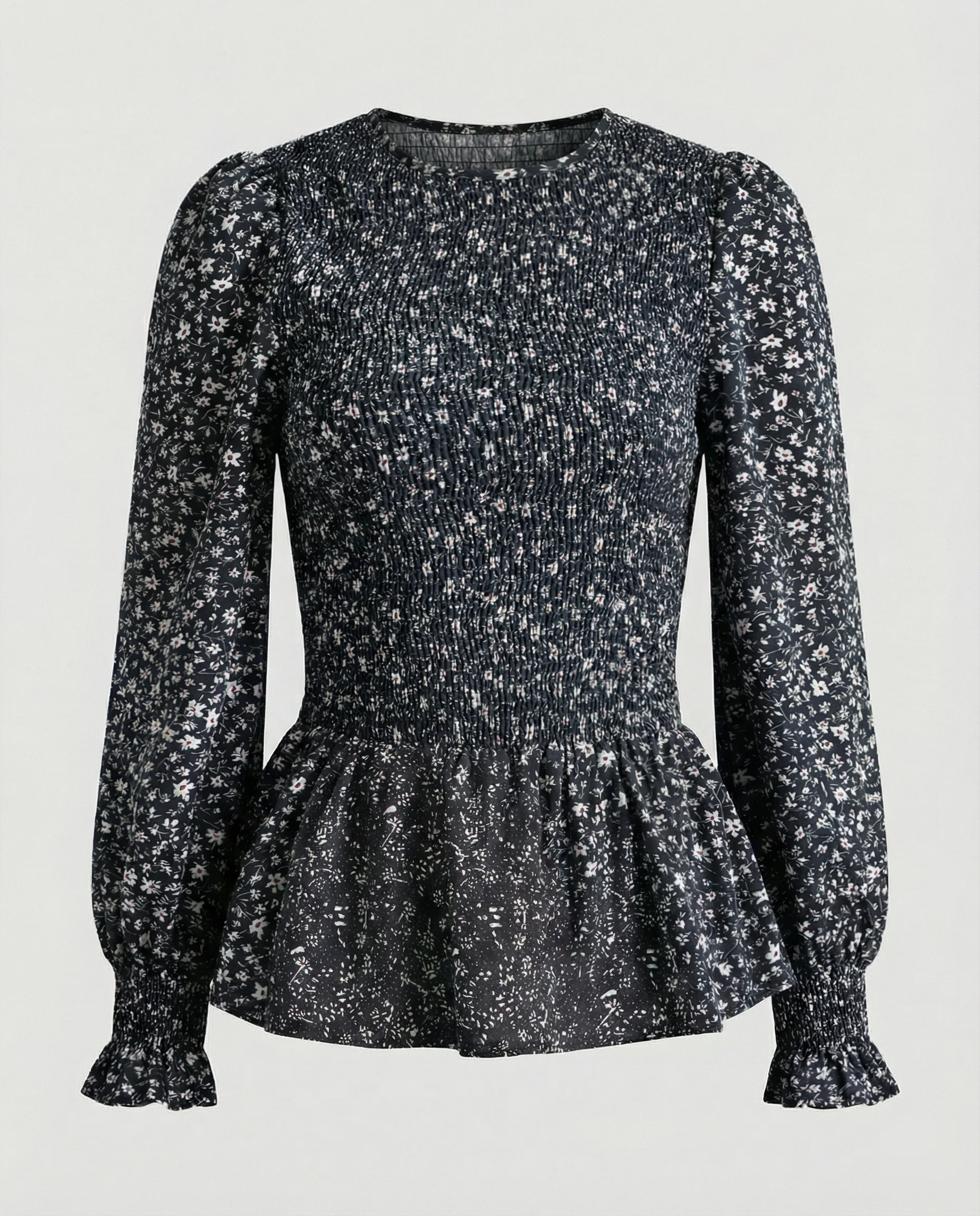 Bluse Damen Peplum Gesmokt - Image 7