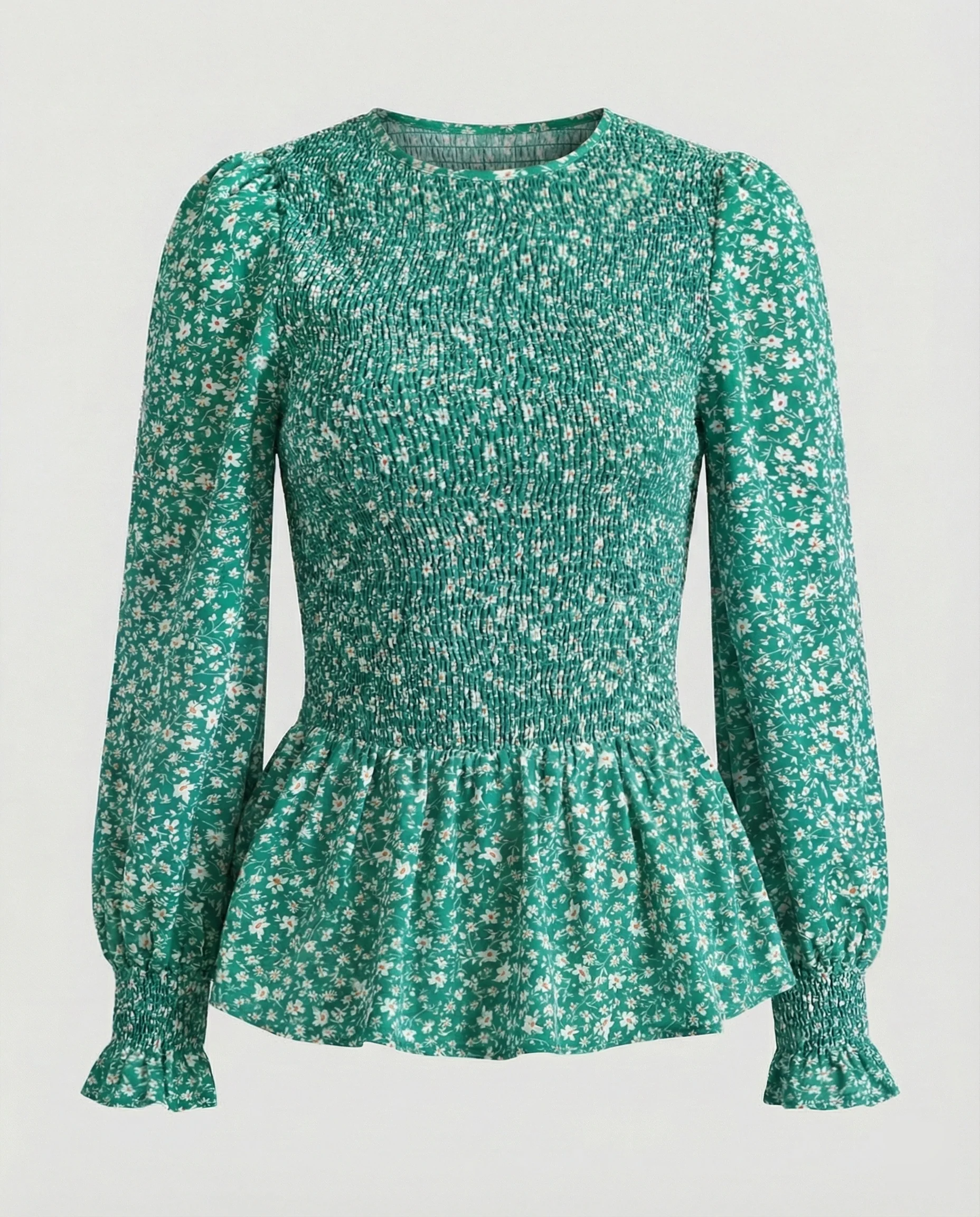 Bluse Damen Peplum Gesmokt - Image 8