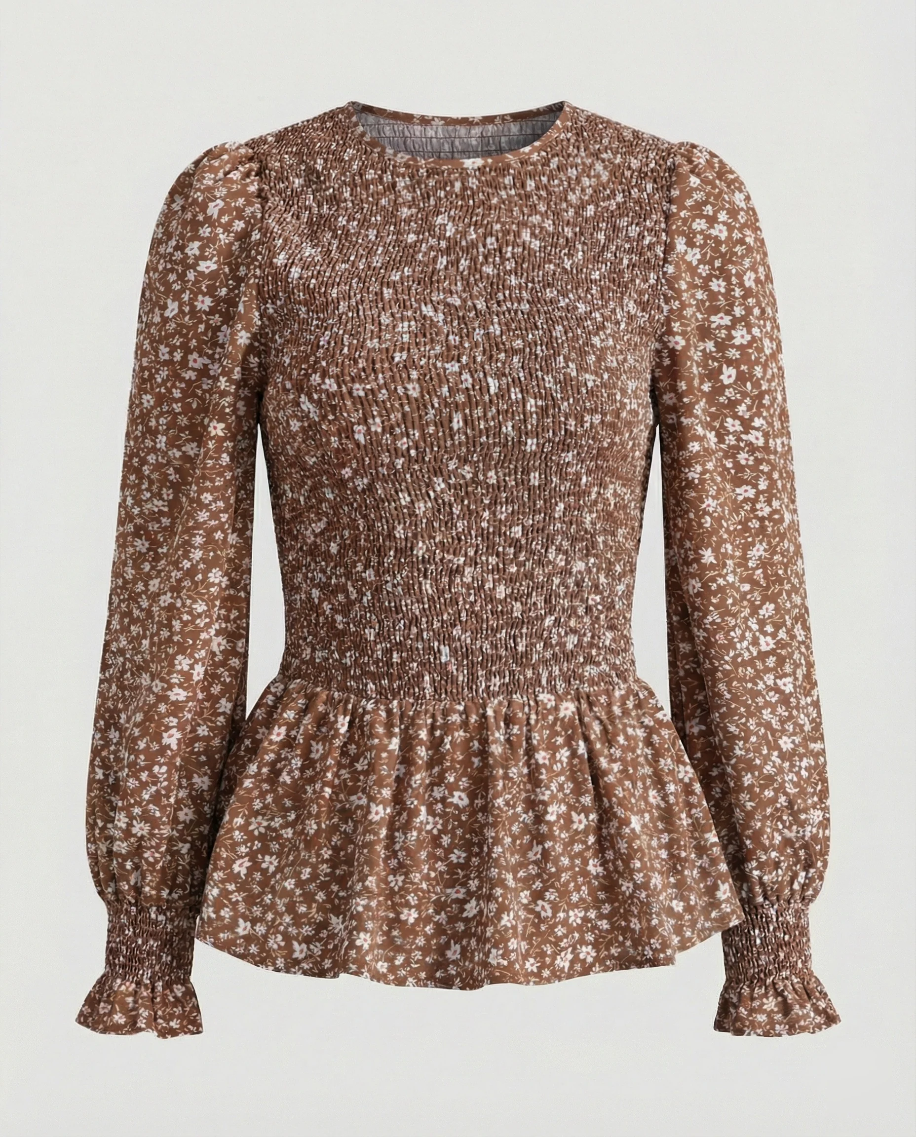 Bluse Damen Peplum Gesmokt - Image 9