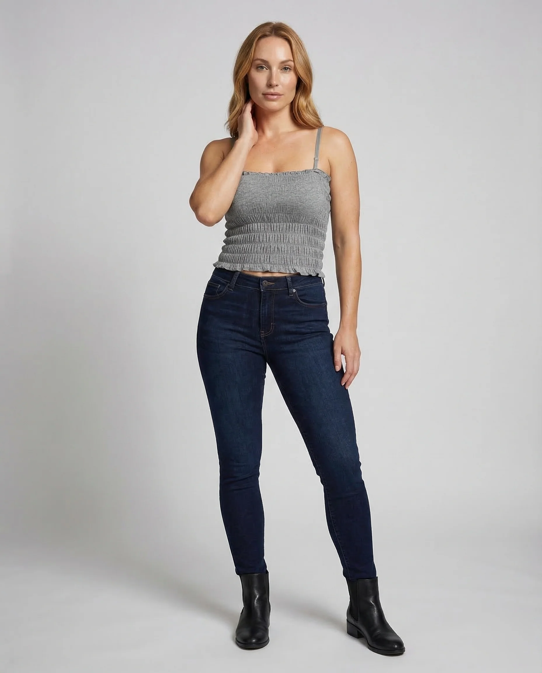 Damen Gesmoktes Crop Top