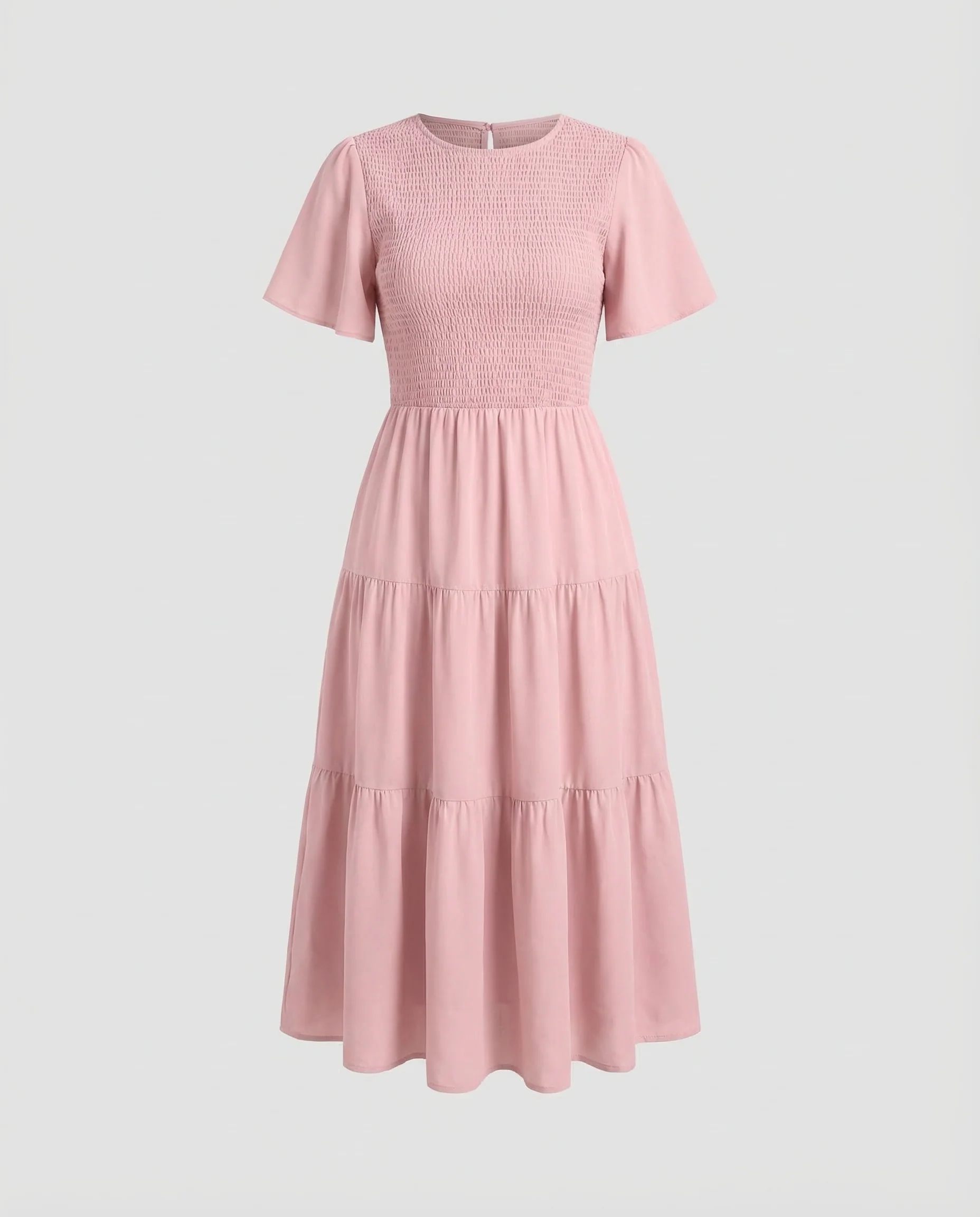Damen Stufenkleid Midi Gesmokt - Image 5