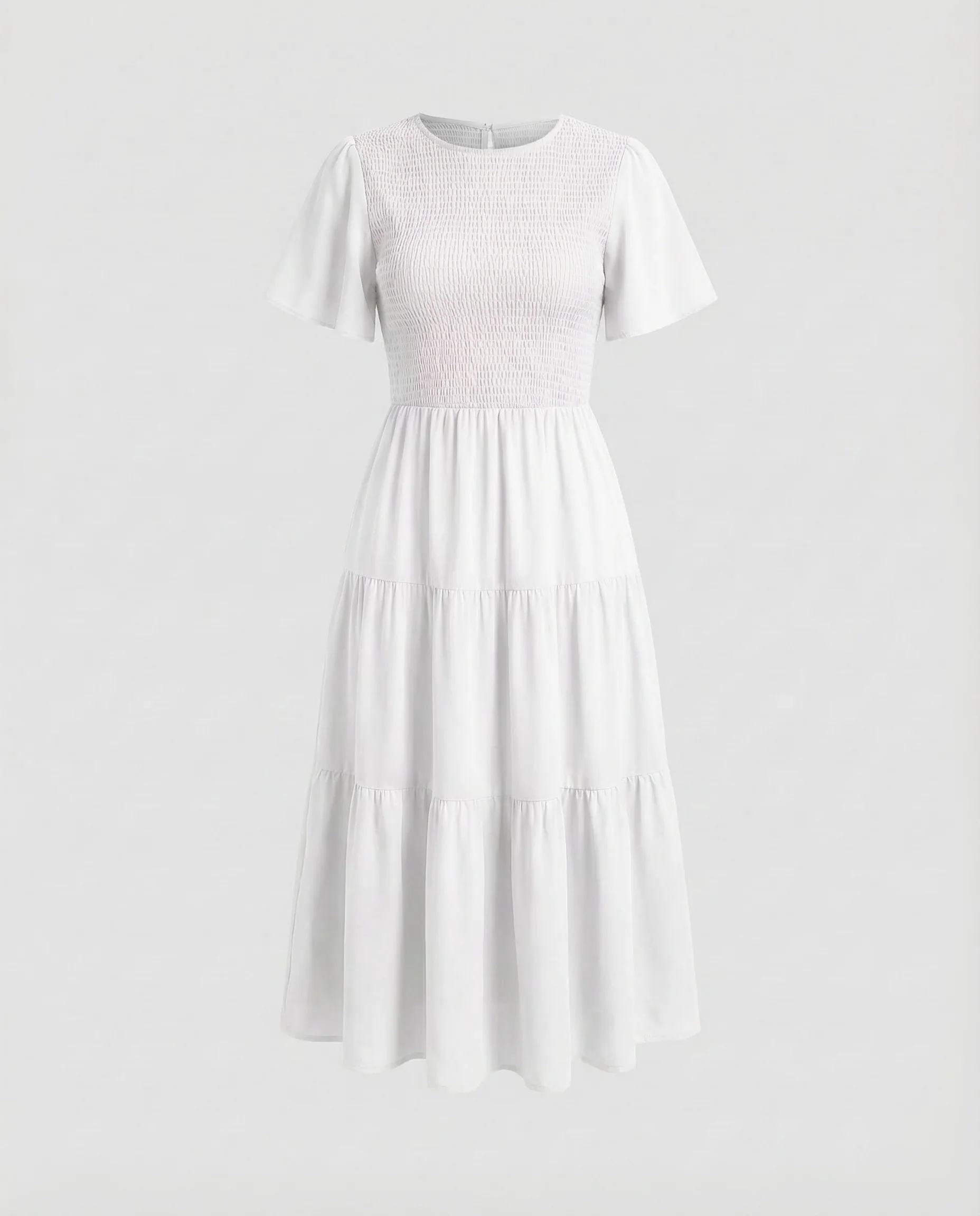 Damen Stufenkleid Midi Gesmokt - Image 6