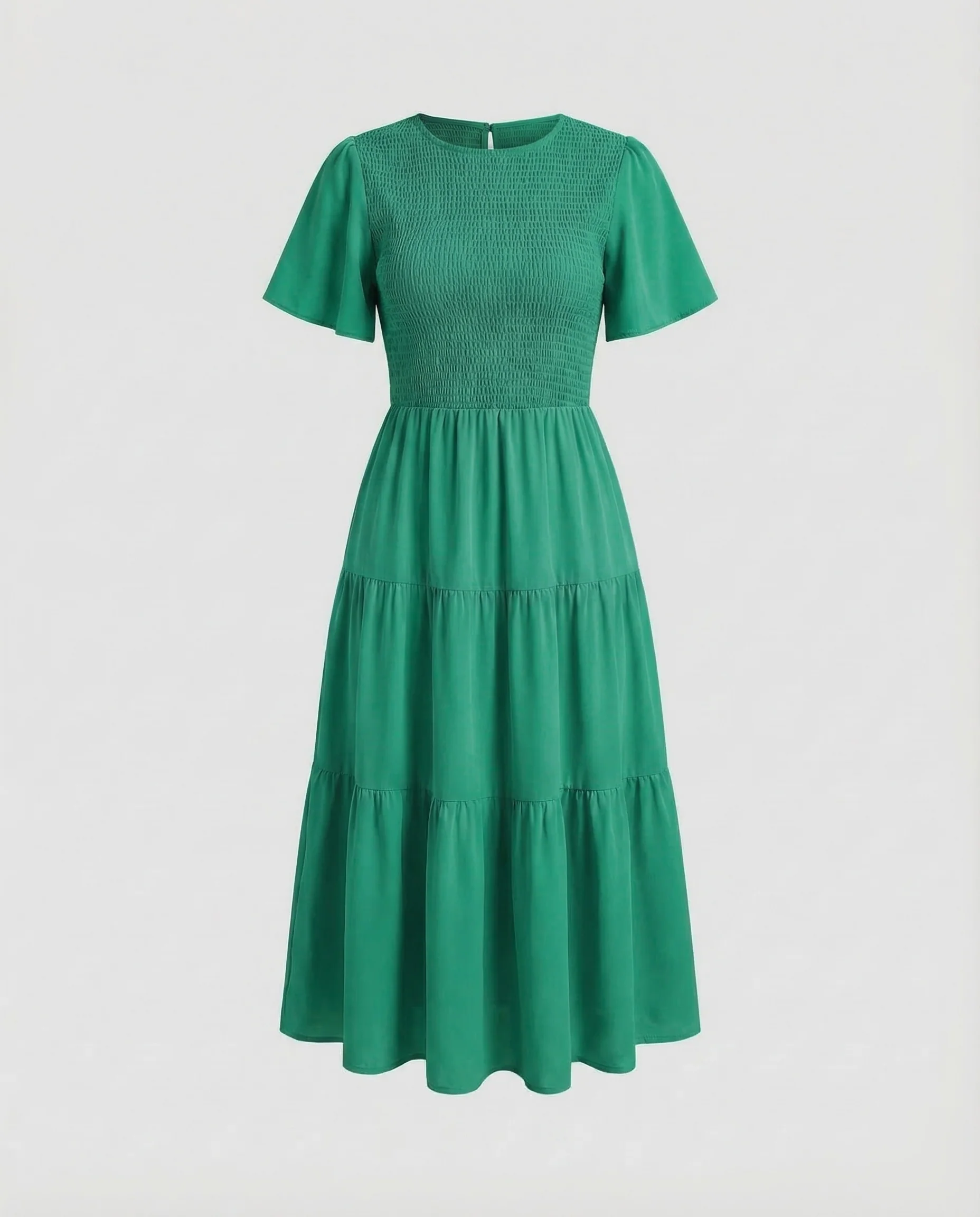 Damen Stufenkleid Midi Gesmokt - Image 7