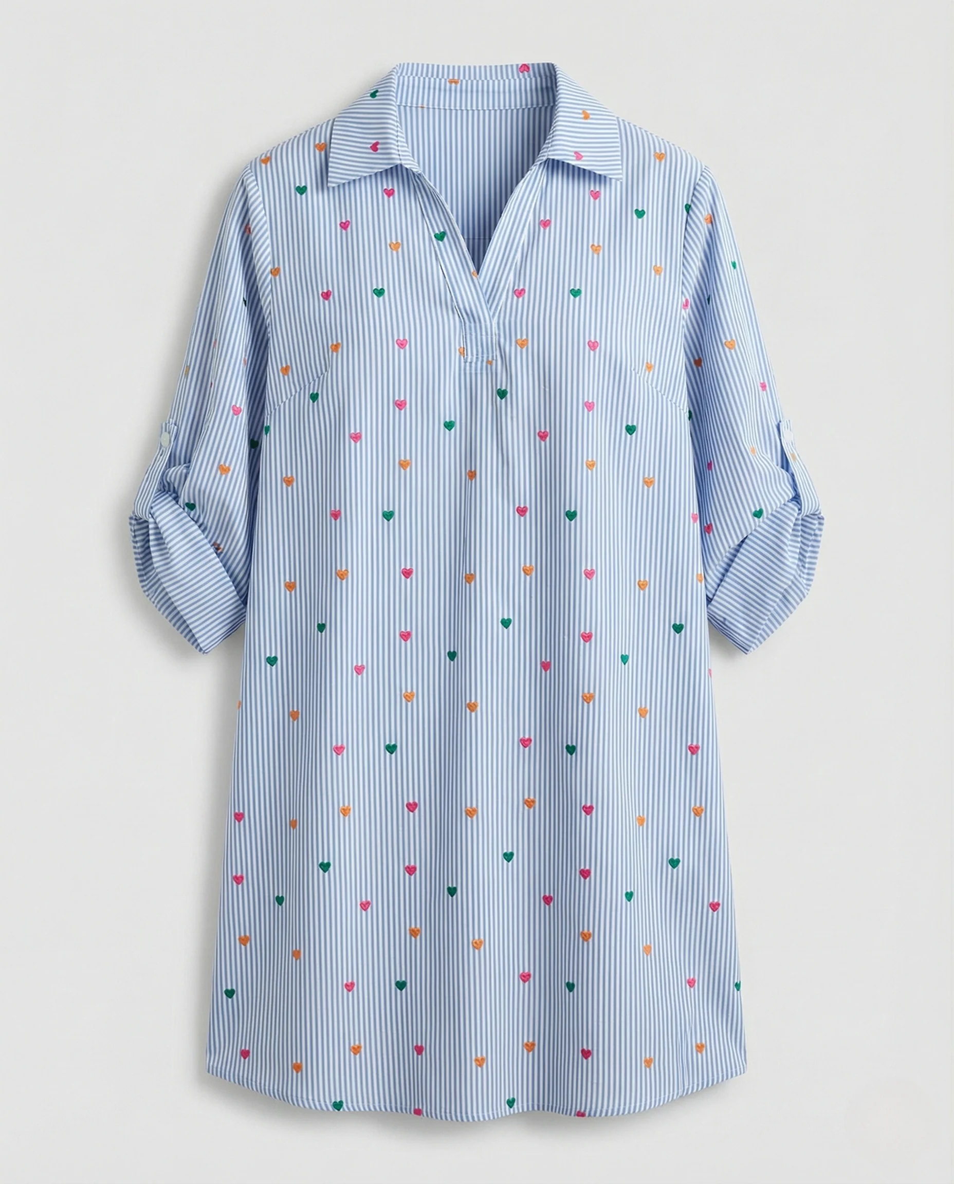 Damen Tunika Bluse V-Ausschnitt Print - Image 4