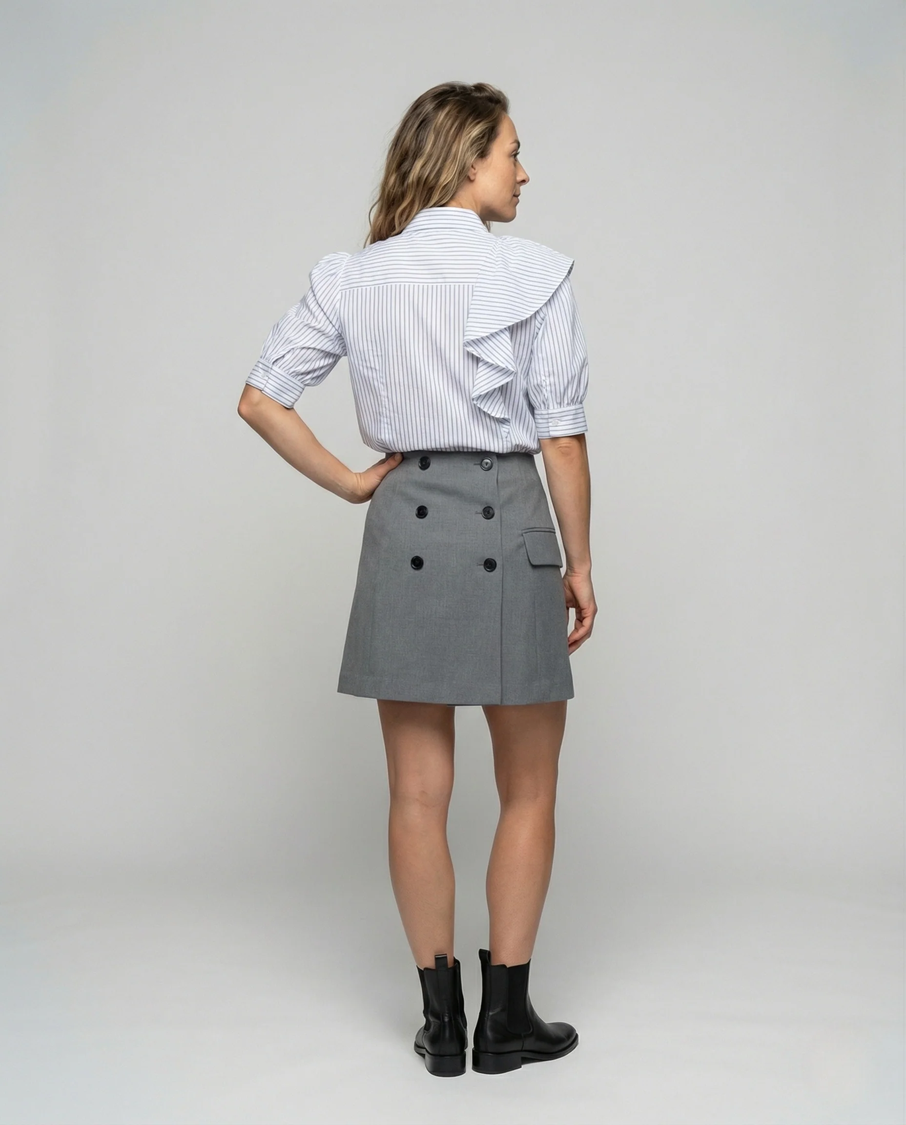 Damen Gestreifte Volantbluse - Image 4