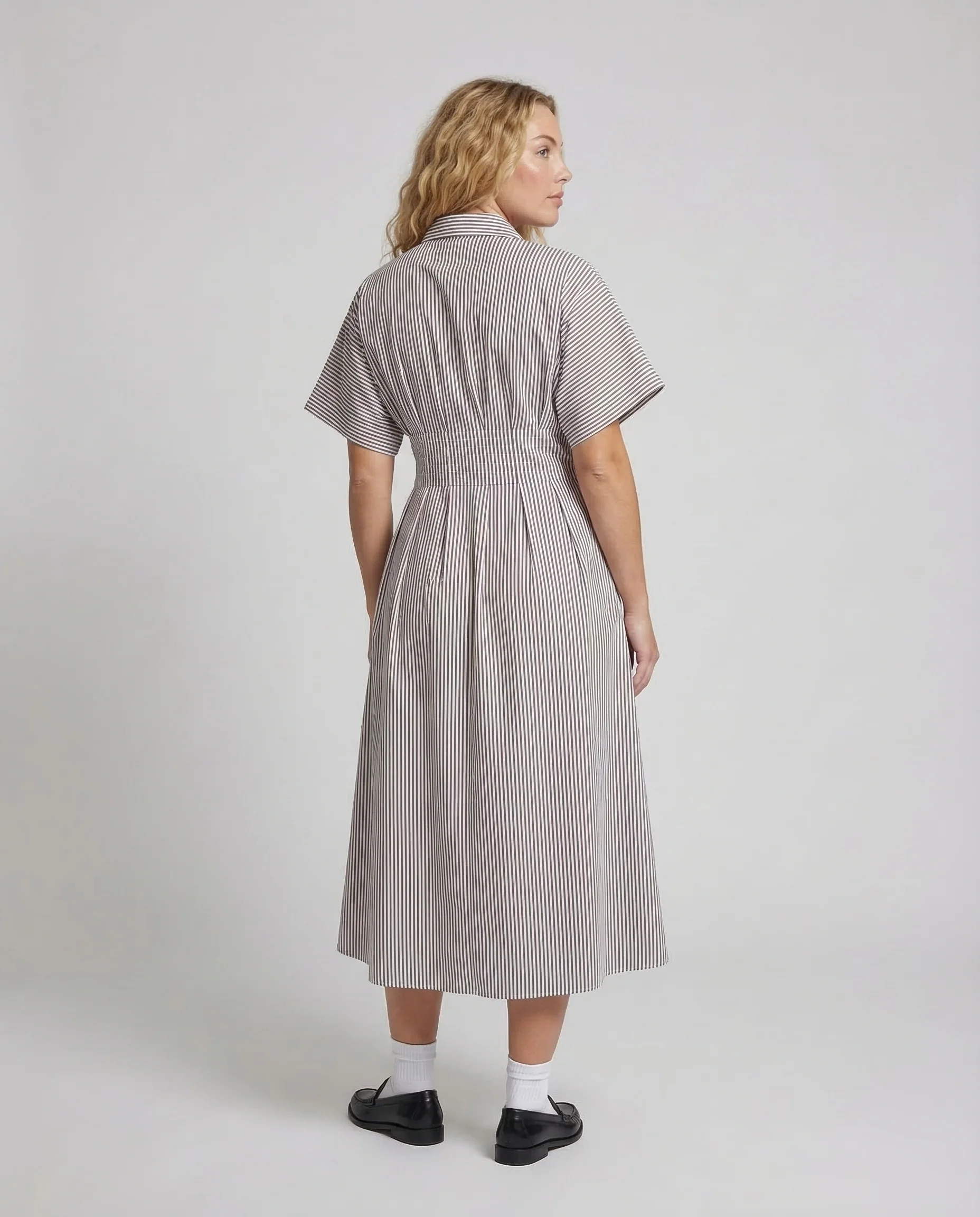 Damen Gestreiftes Hemdblusenkleid mit Knopfleiste - Image 4