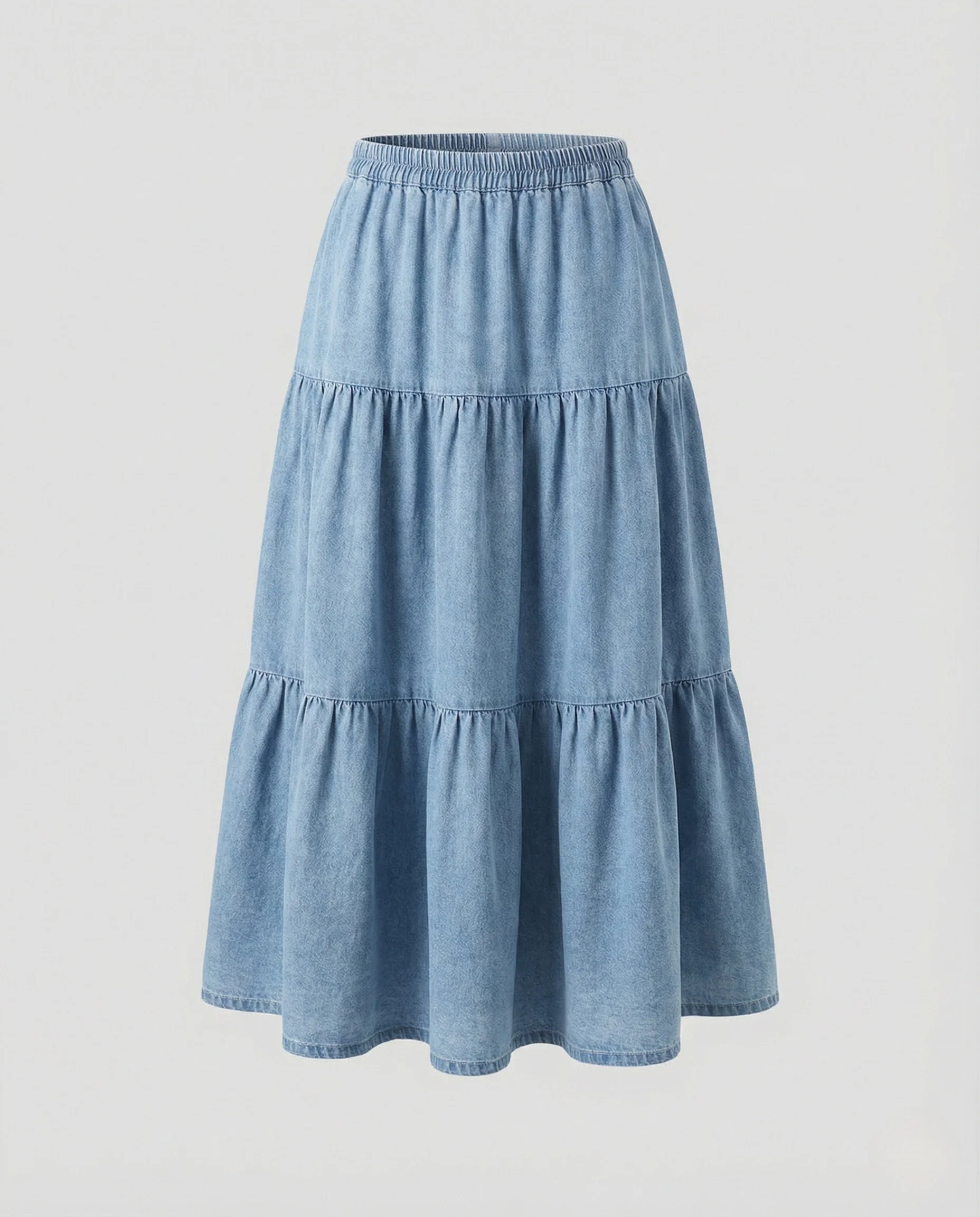 Maxi Jeansrock Gestuft Damen Elastikbund - Image 5