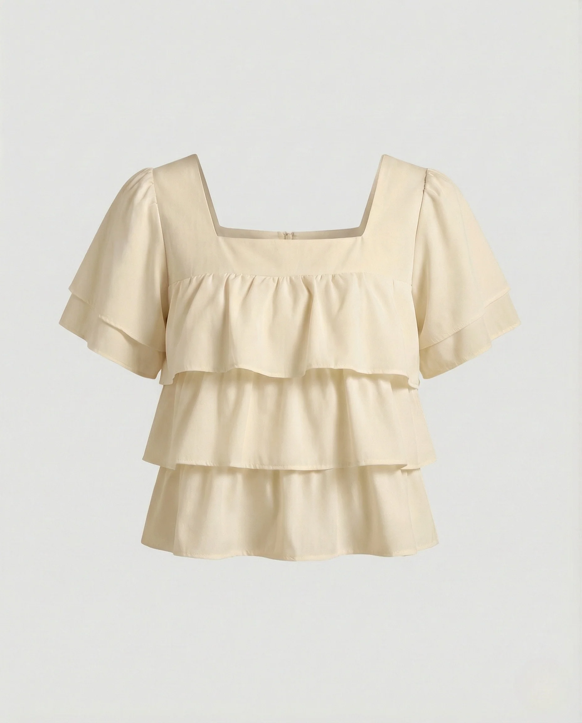 Damen Bauchfreies Volant Top mit Quadratischem Ausschnitt - Image 7
