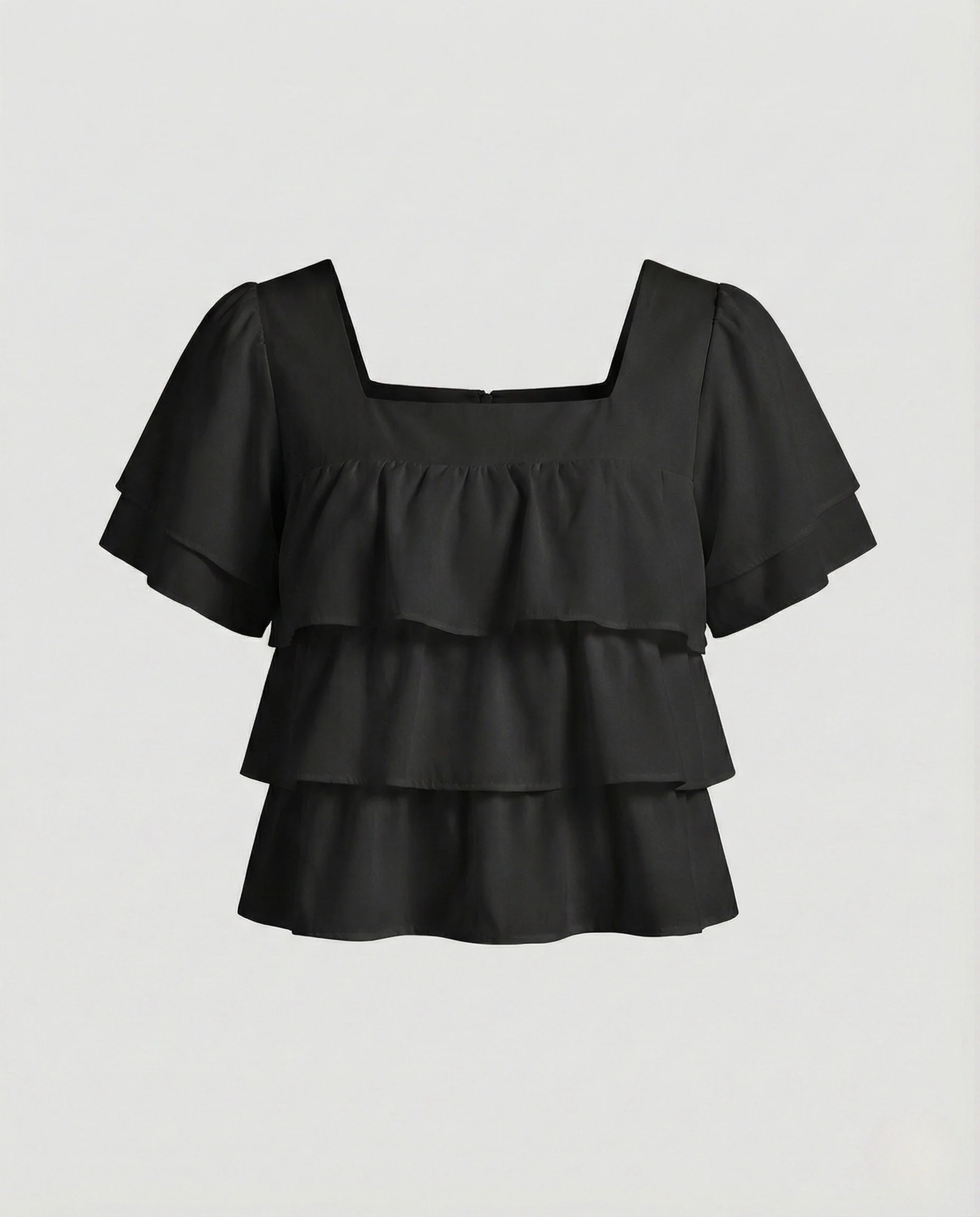 Damen Bauchfreies Volant Top mit Quadratischem Ausschnitt - Image 8