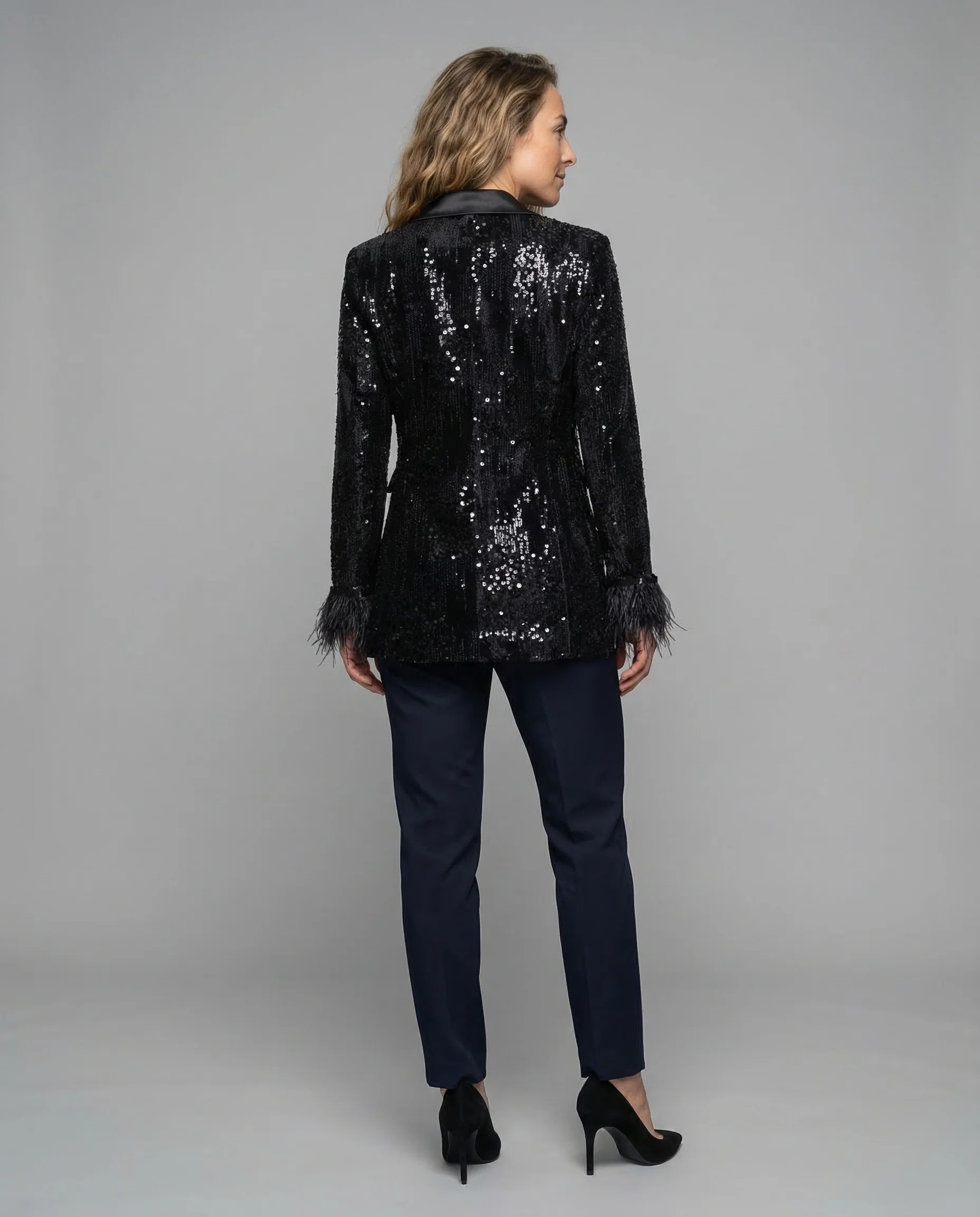 Damen Pailletten Blazer Doppelreiher - Image 4