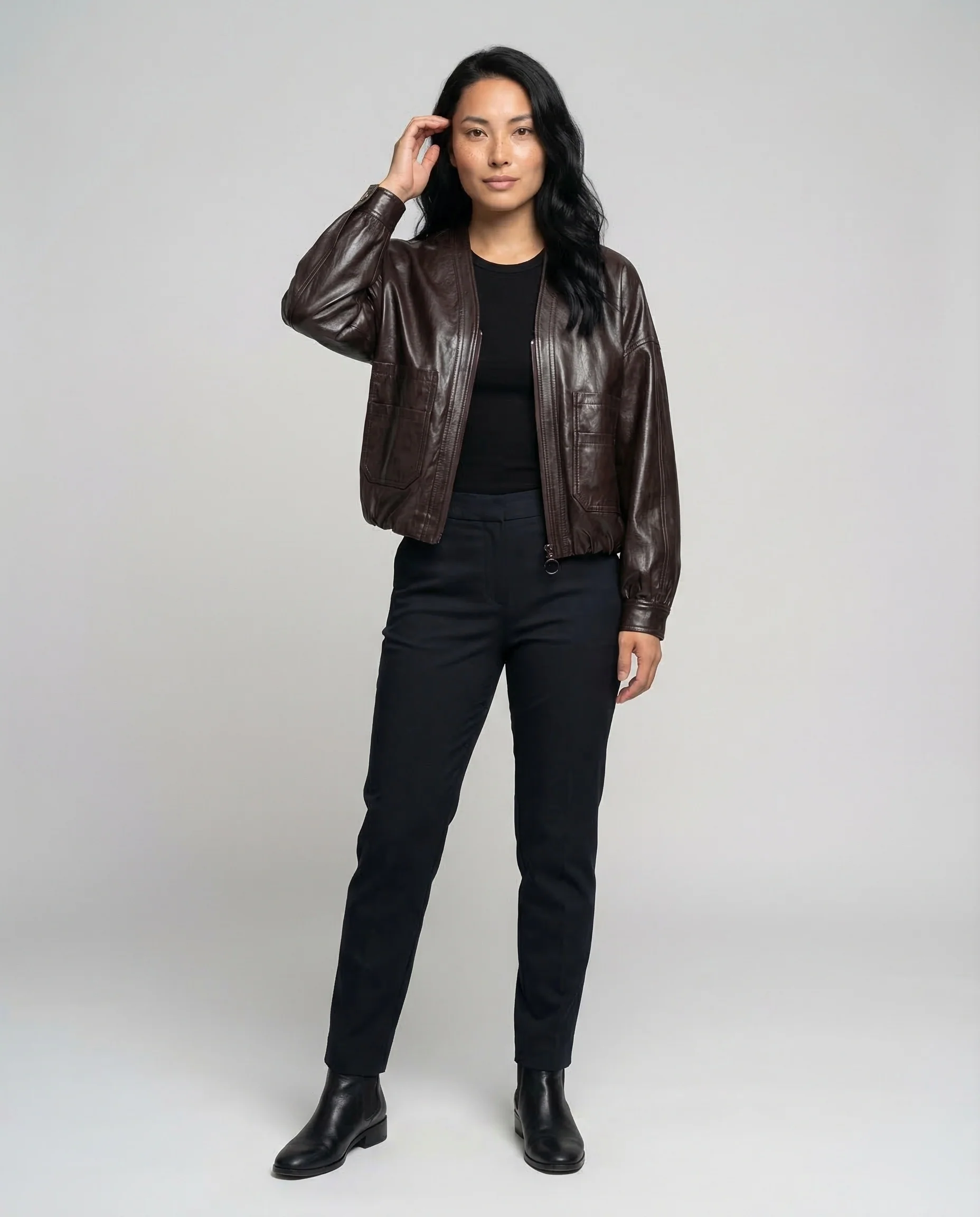 Damen Kunstleder Blouson Glänzend