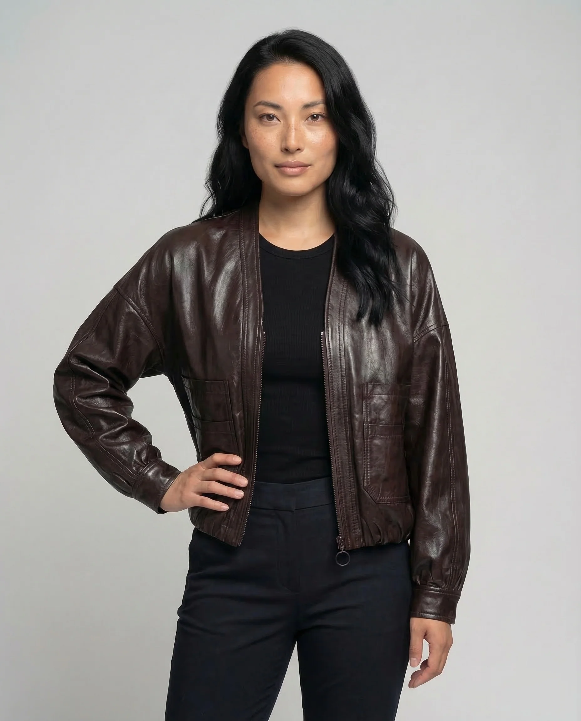 Damen Kunstleder Blouson Glänzend - Image 2