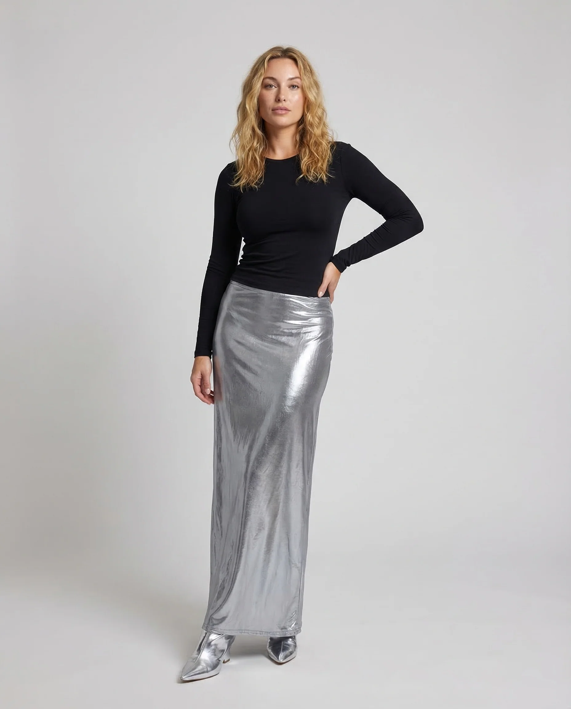 Damen Maxirock Satin Glänzend - Image 2