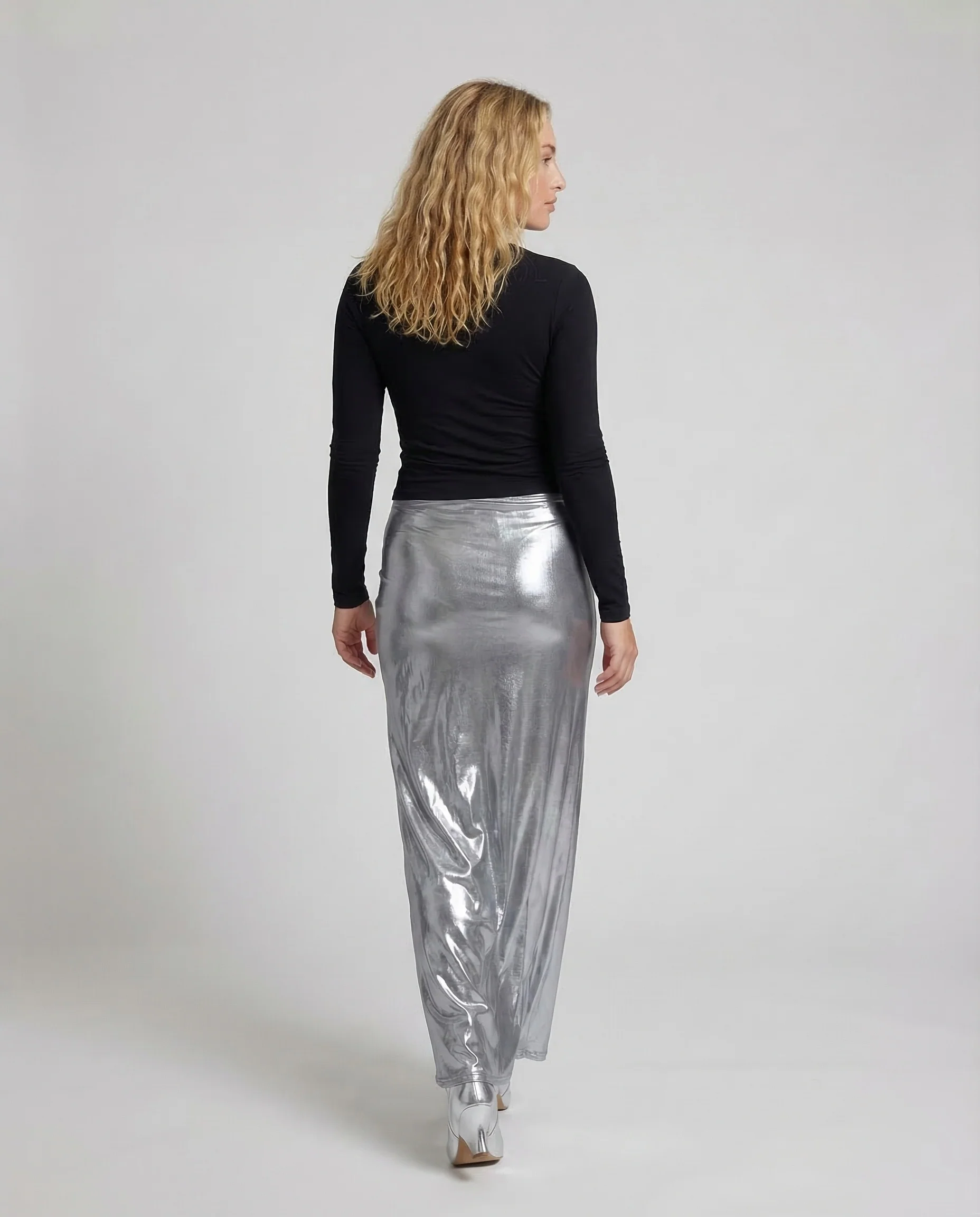 Damen Maxirock Satin Glänzend - Image 3