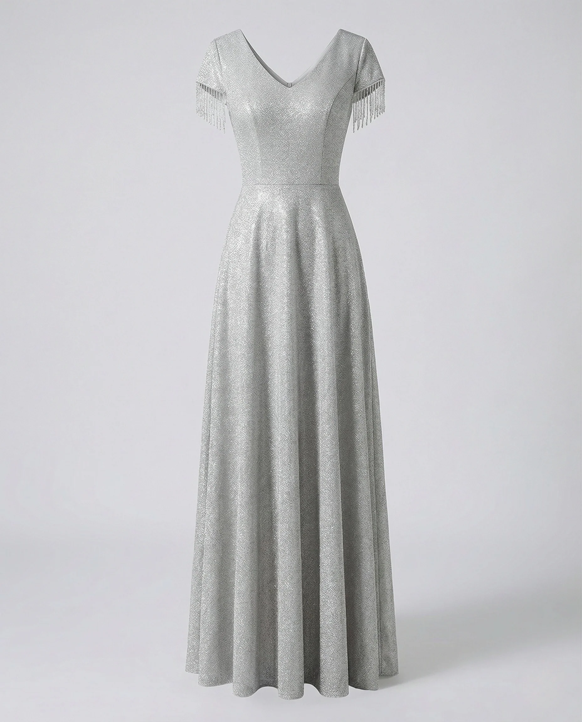 Damen Glitzerndes Abendkleid mit Fransenärmeln - Image 5