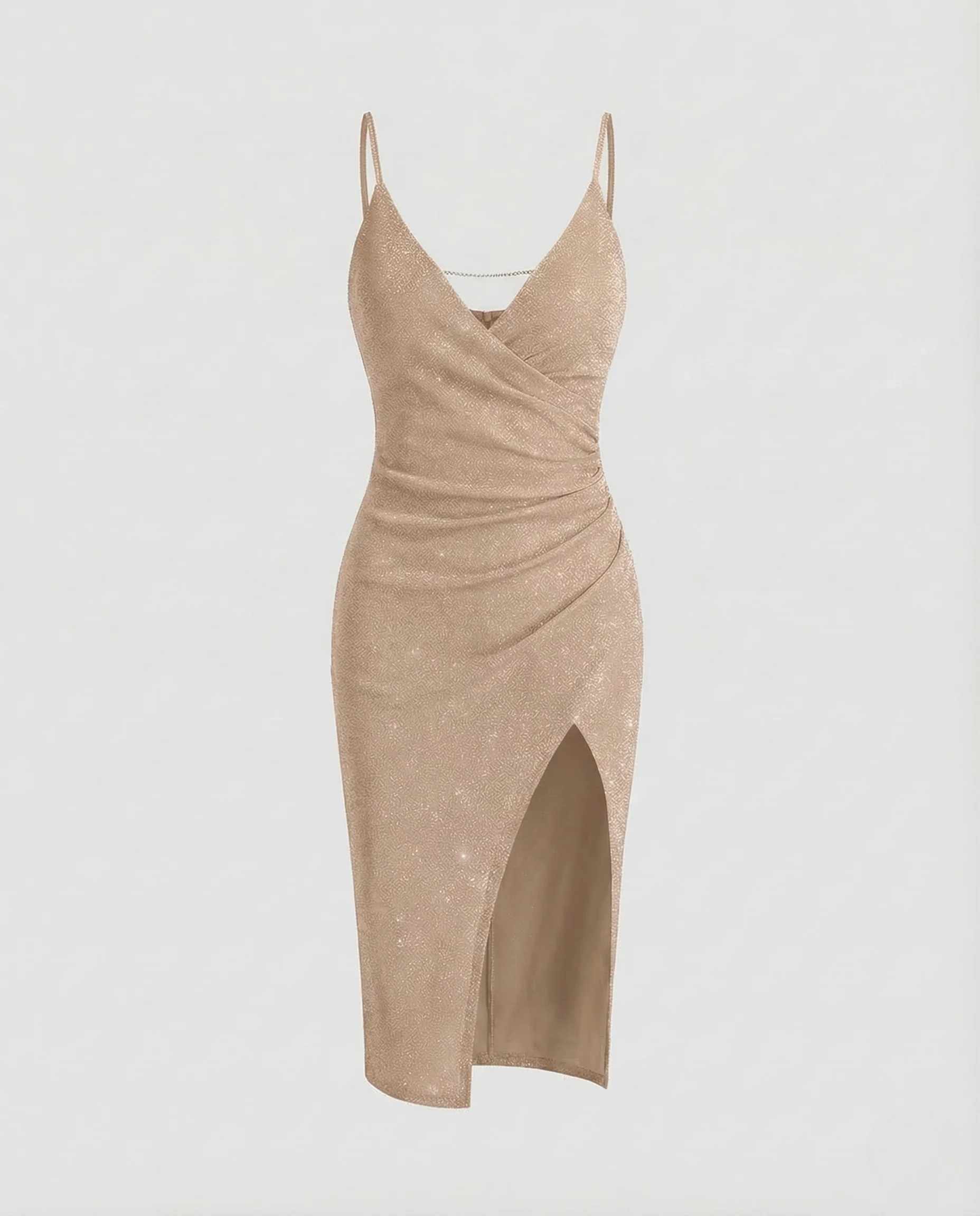 Damen Glitzer Minikleid Spaghettiträger Schlitz - Image 6
