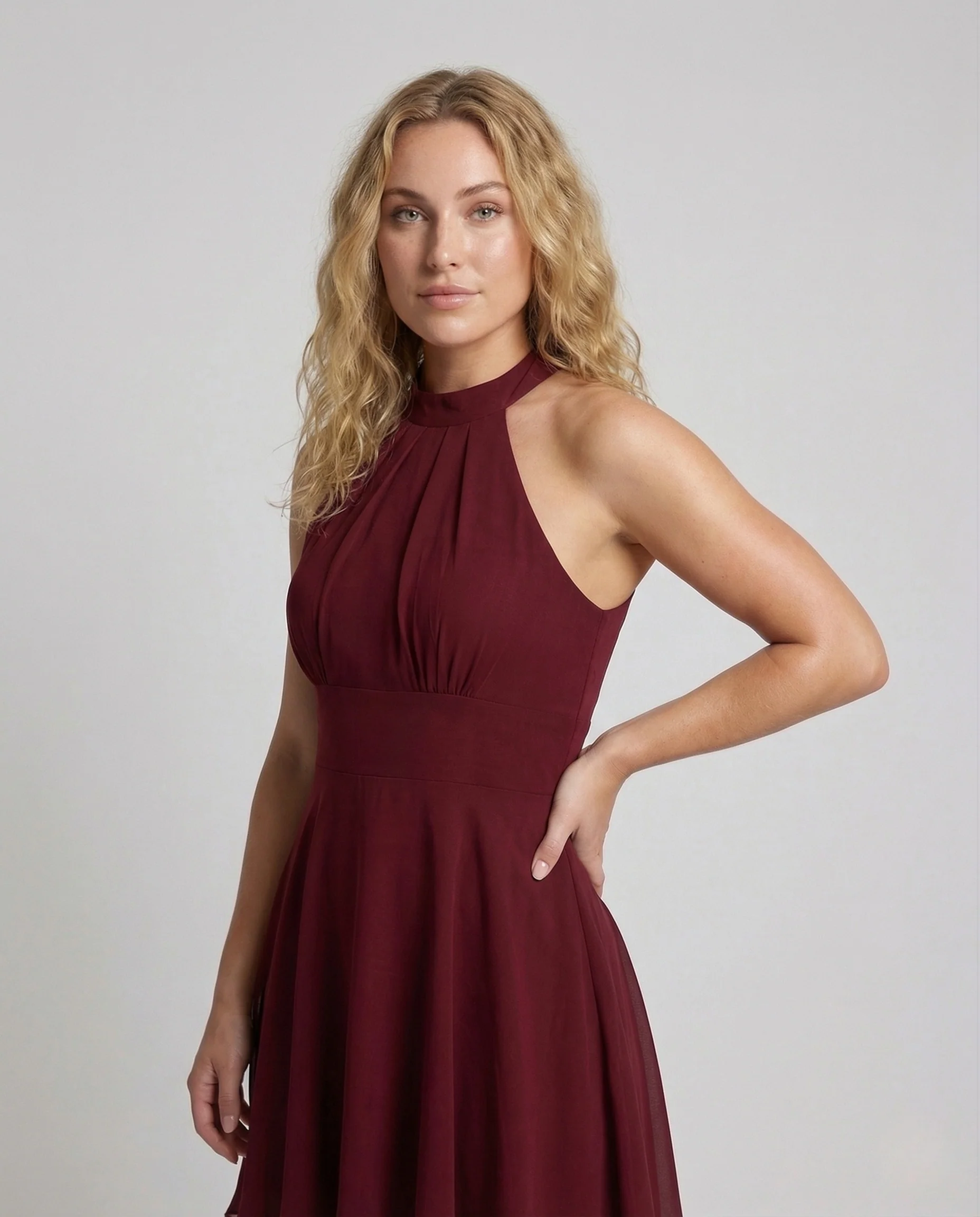 Damen Chiffon Kleid Halter Volants - Image 2