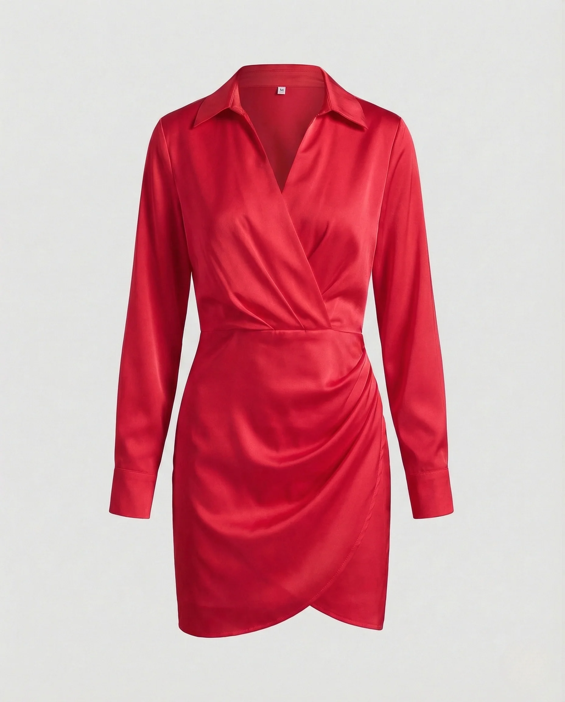 Damen Hemd Wickel Minikleid mit Tulpenrock - Image 6