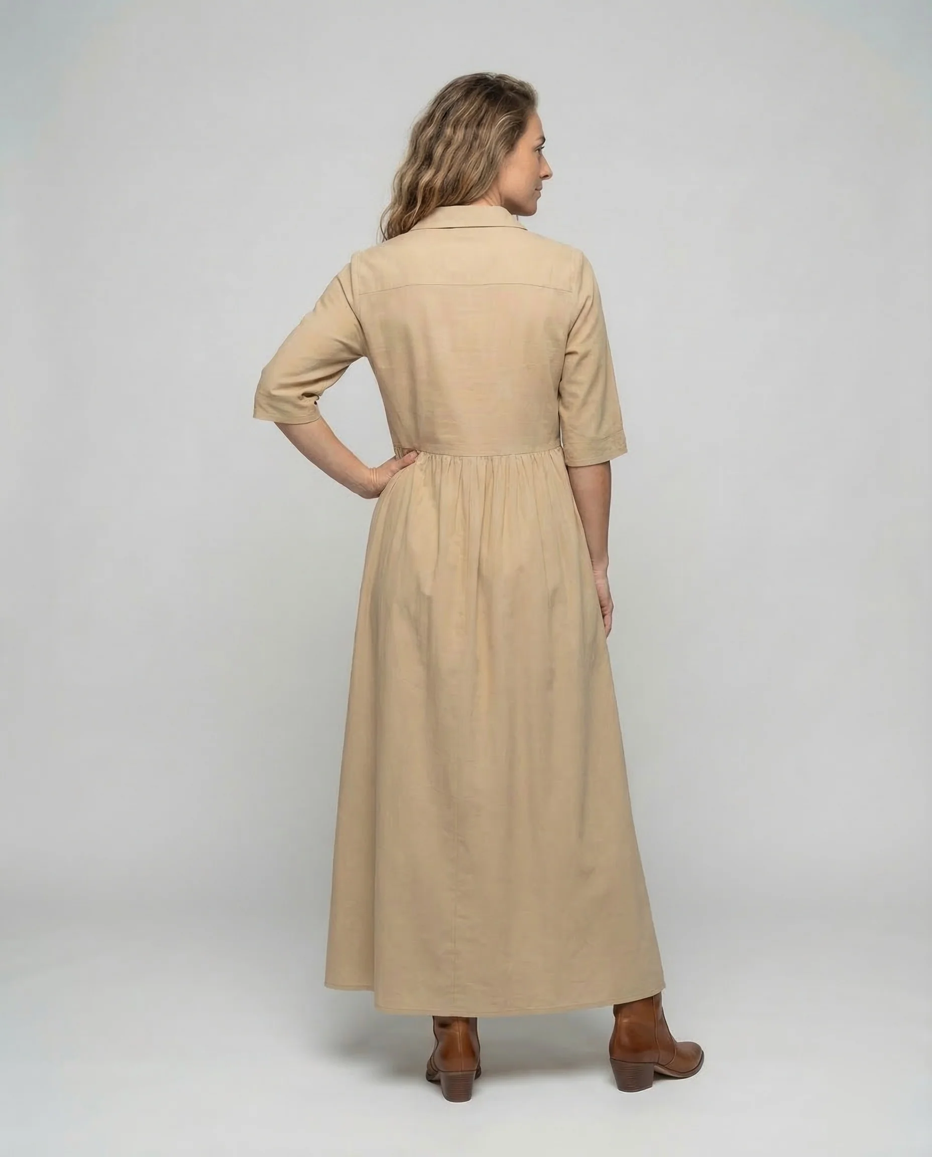 Maxikleid Damen Hemdblusenkleid - Image 4