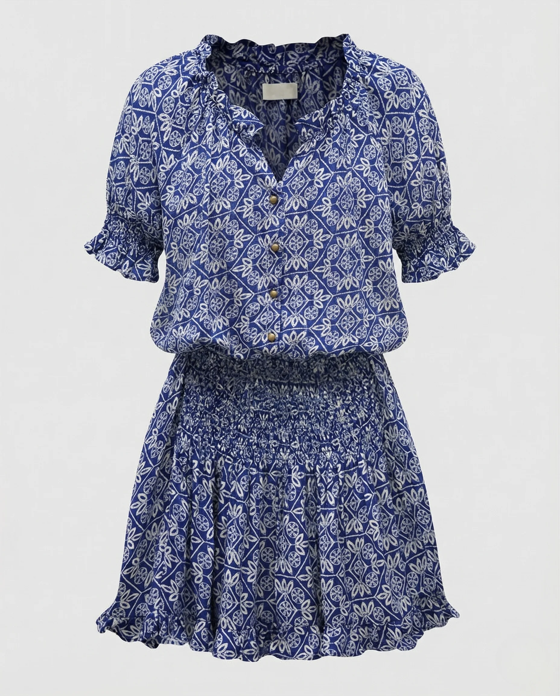 Damen Hemdblusenkleid Volantsaum Elastikbund - Image 5