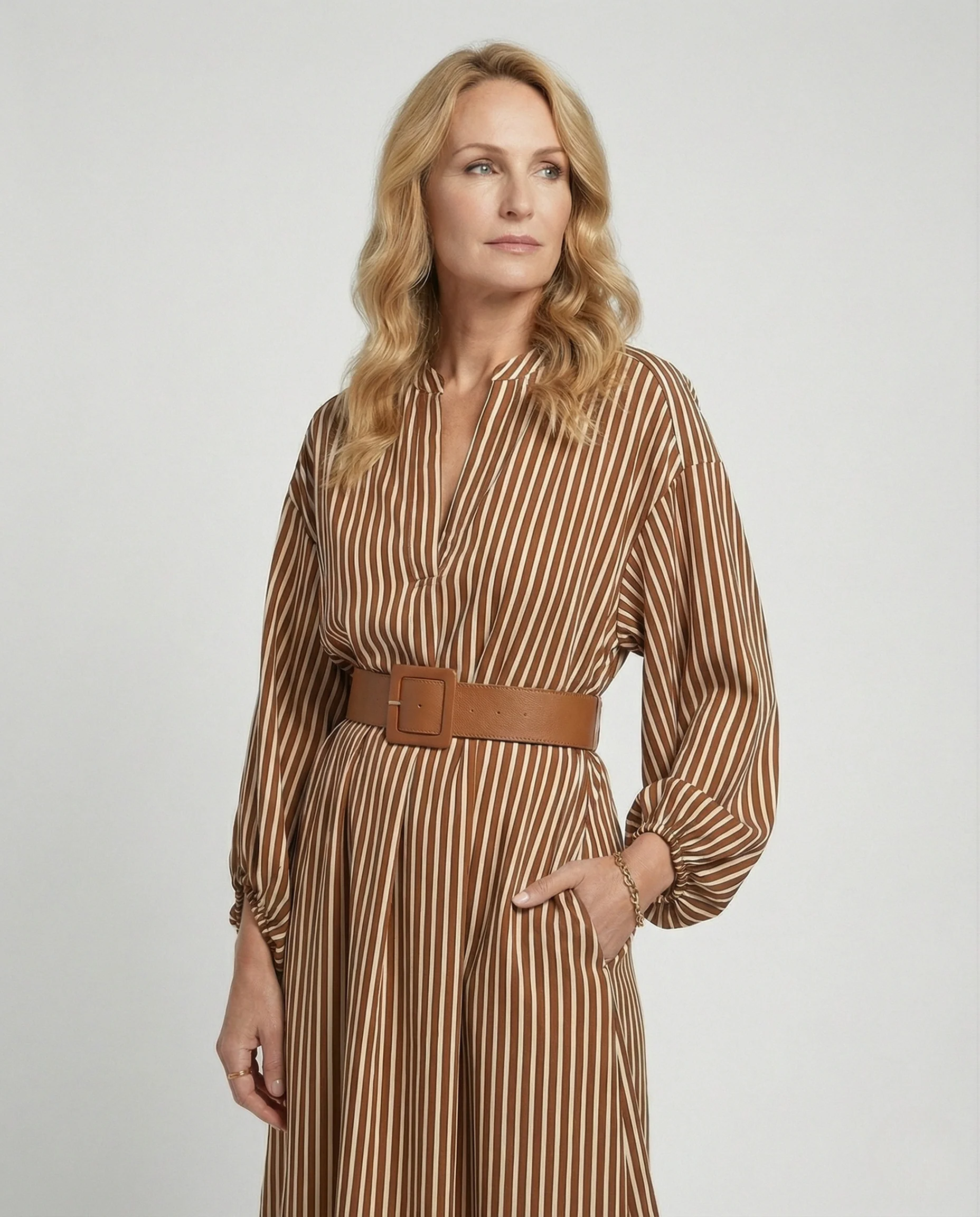 Damen Hemdblusenkleid Ballonärmel - Image 2