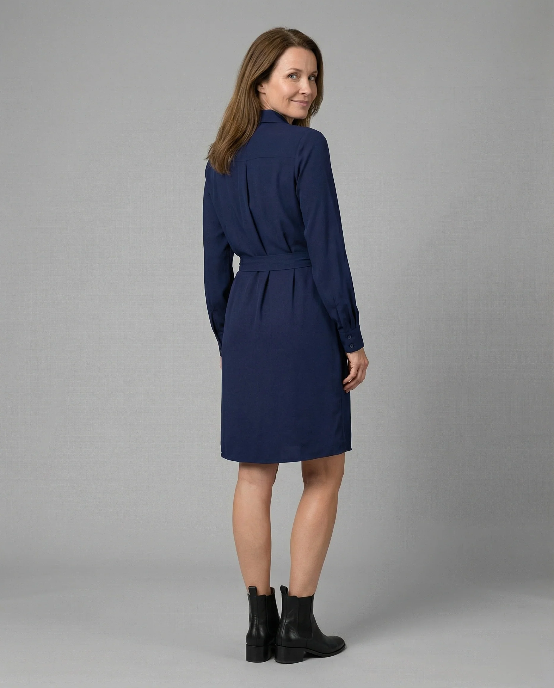 Freizeitkleid Damen Hemdblusenkleid mit Taillengürtel - Image 3