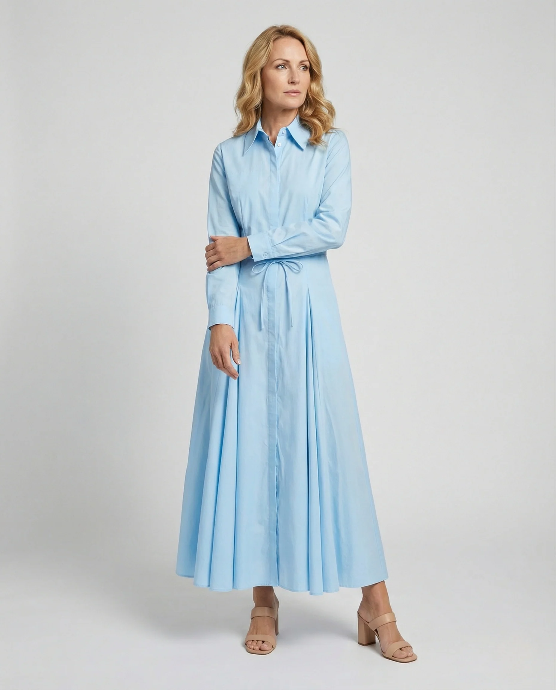 Damen Hemdblusenkleid mit Faltenrock