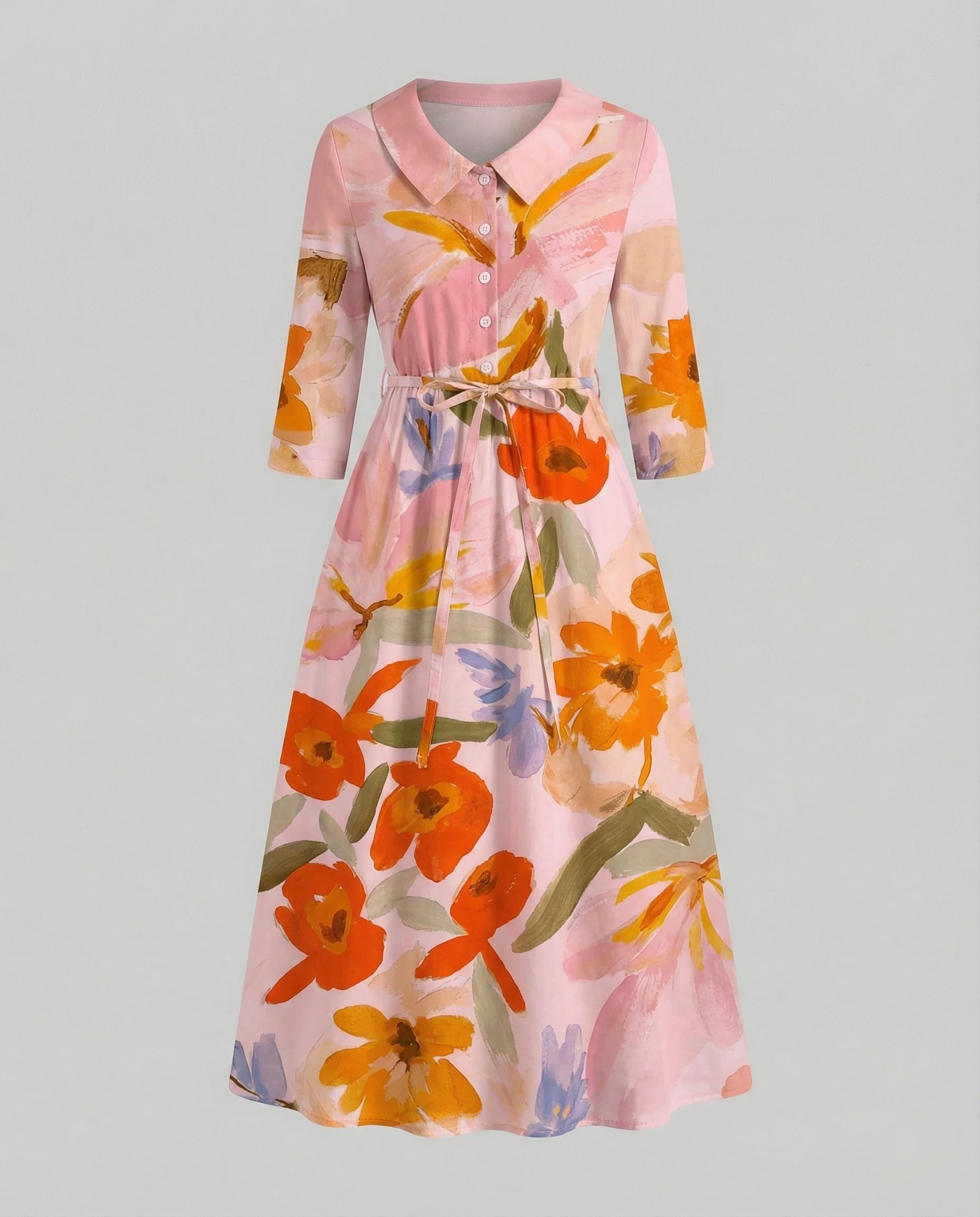 Damen Maxikleid Hemdblusenkleid Gänseblümchen - Image 7