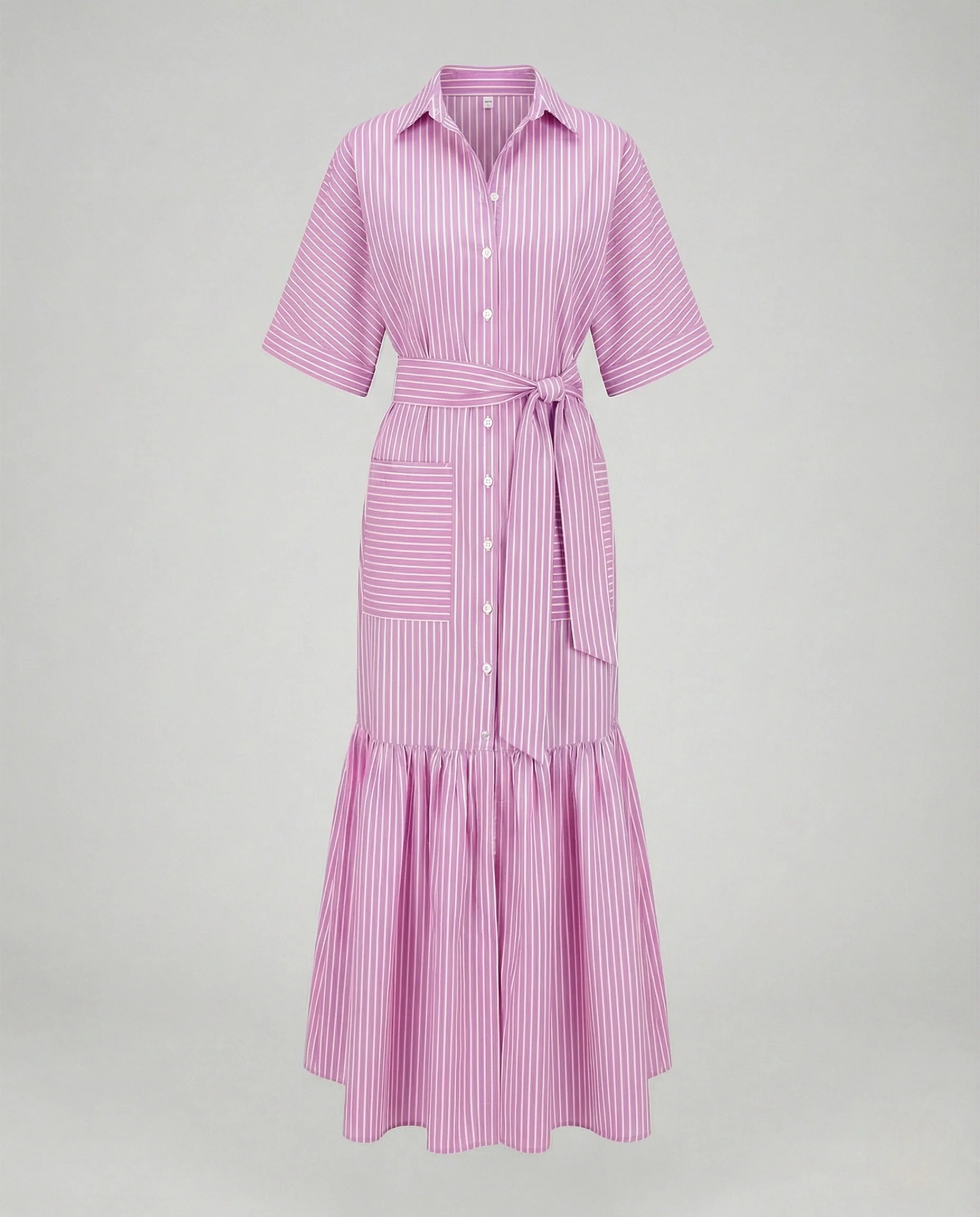 Maxikleid Damen Hemdkleid mit Gürtel - Image 11
