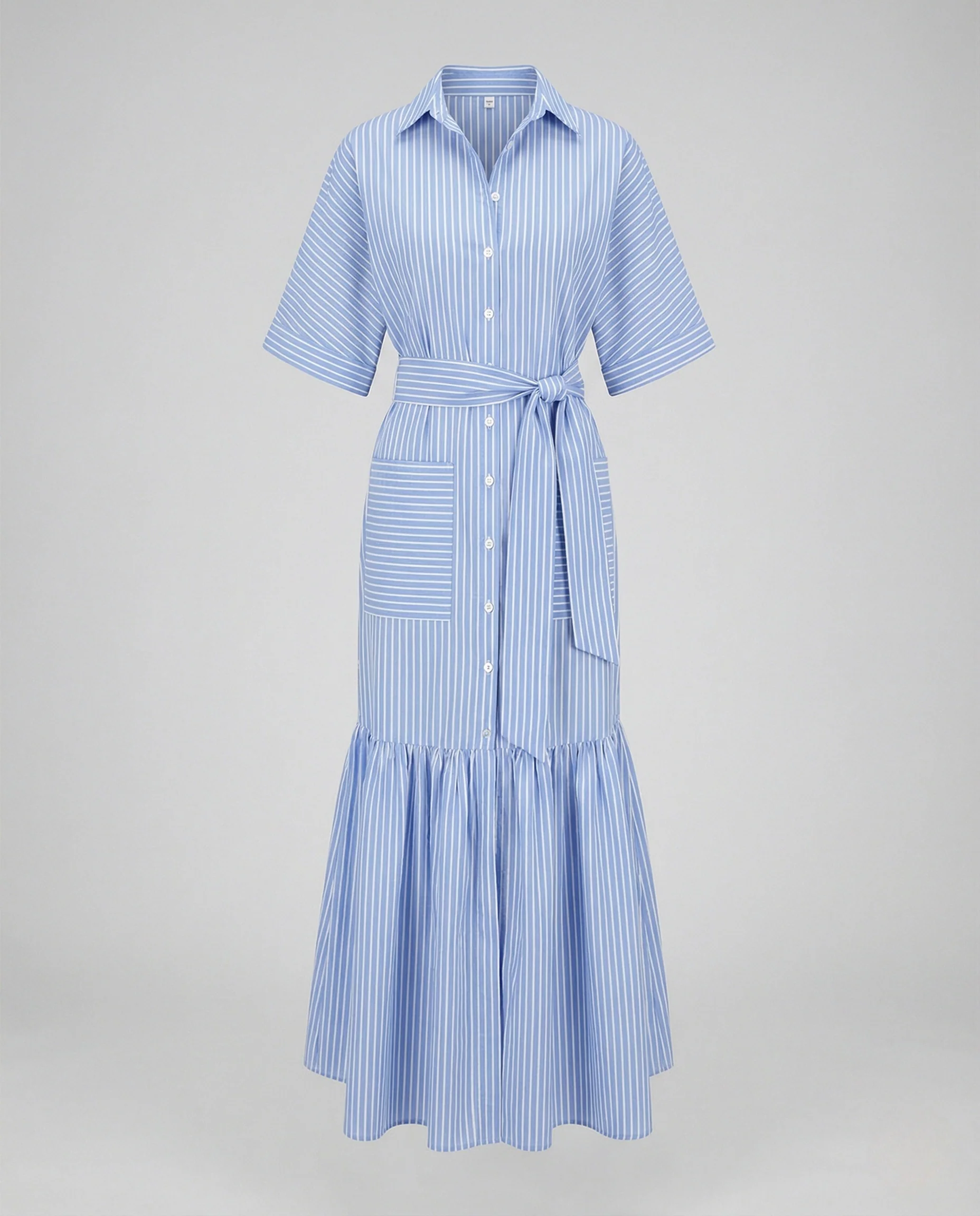 Maxikleid Damen Hemdkleid mit Gürtel - Image 5
