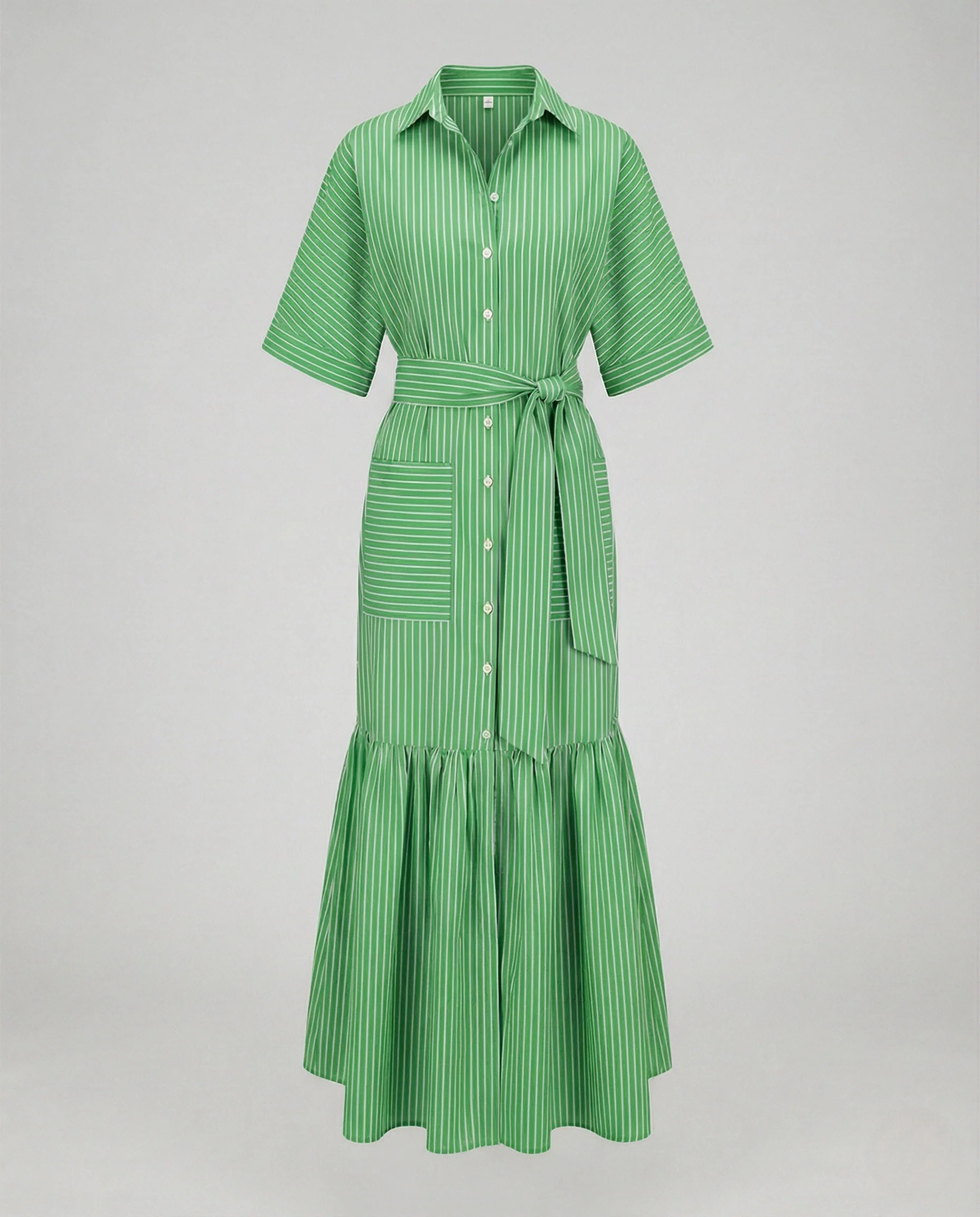 Maxikleid Damen Hemdkleid mit Gürtel - Image 6