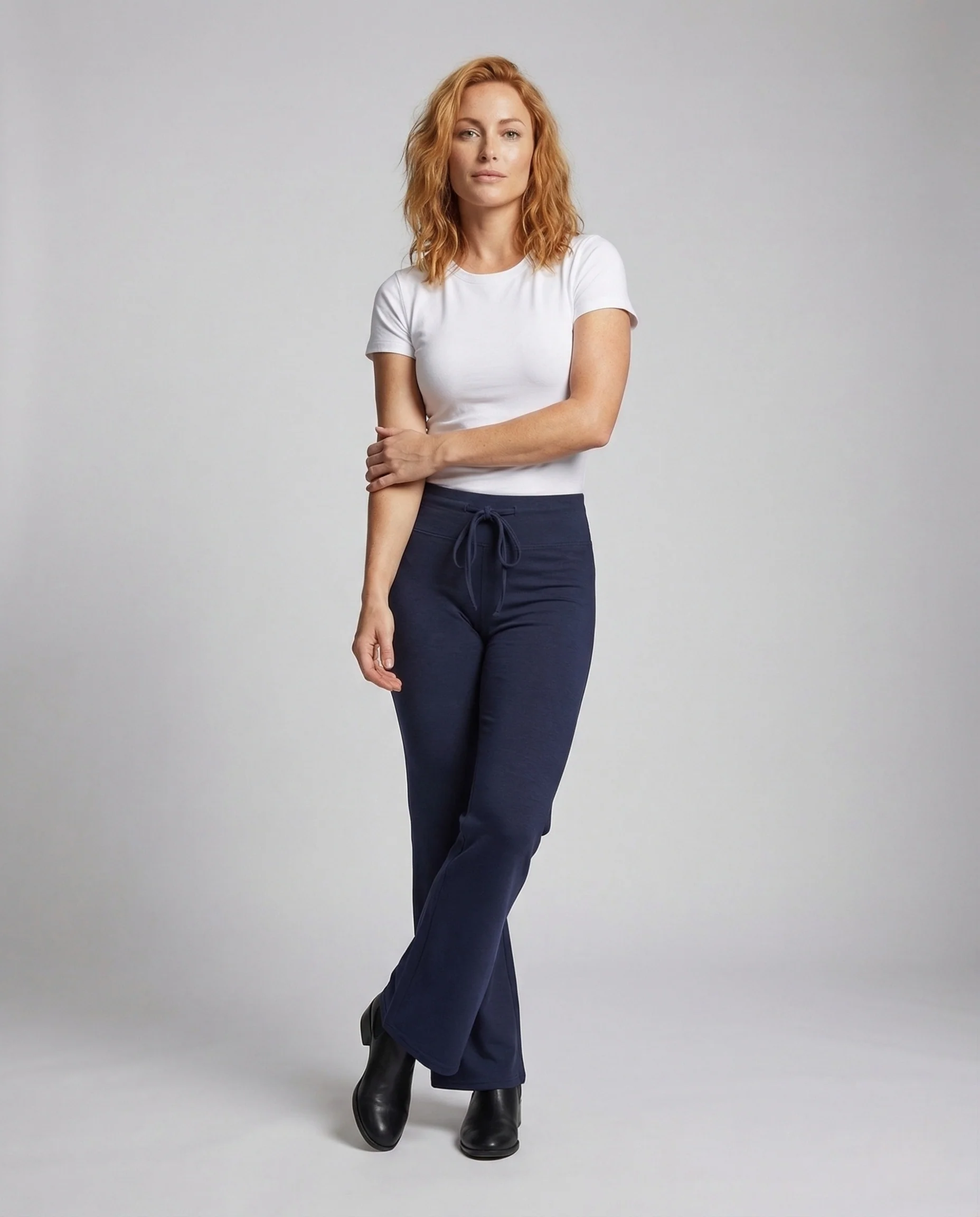 Damen Palazzo Strickhose High Waist mit Weitem Bein